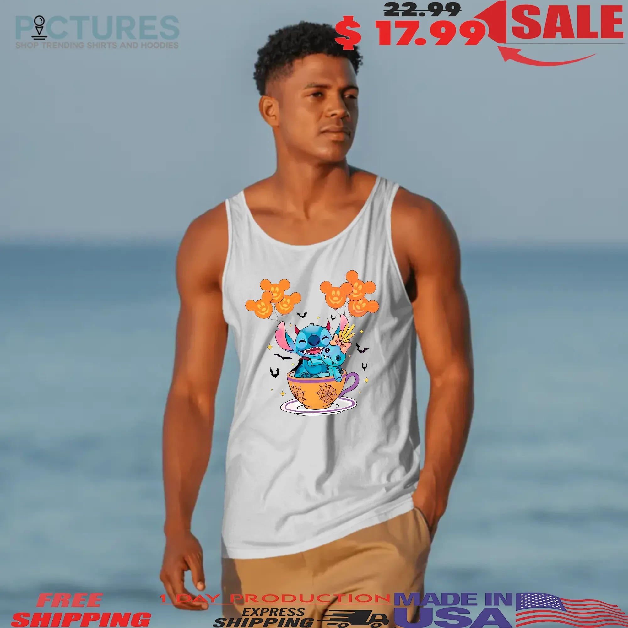 Stitch And Scrump Teacup Cute Spooky Season Disney Halloween T Shirt