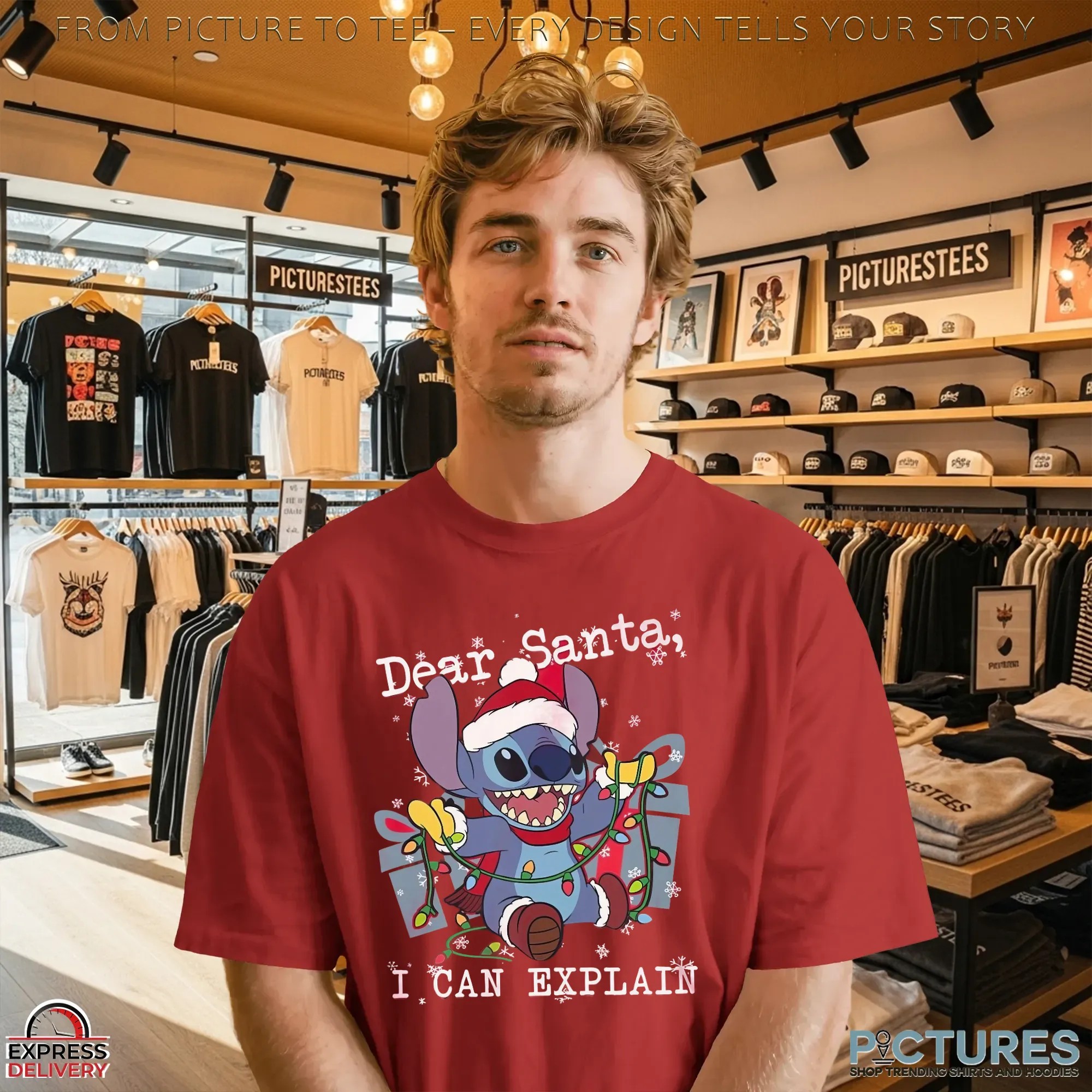 Stitch Dear Santa I Can Explain Merry Christmas Graphic T Shirt