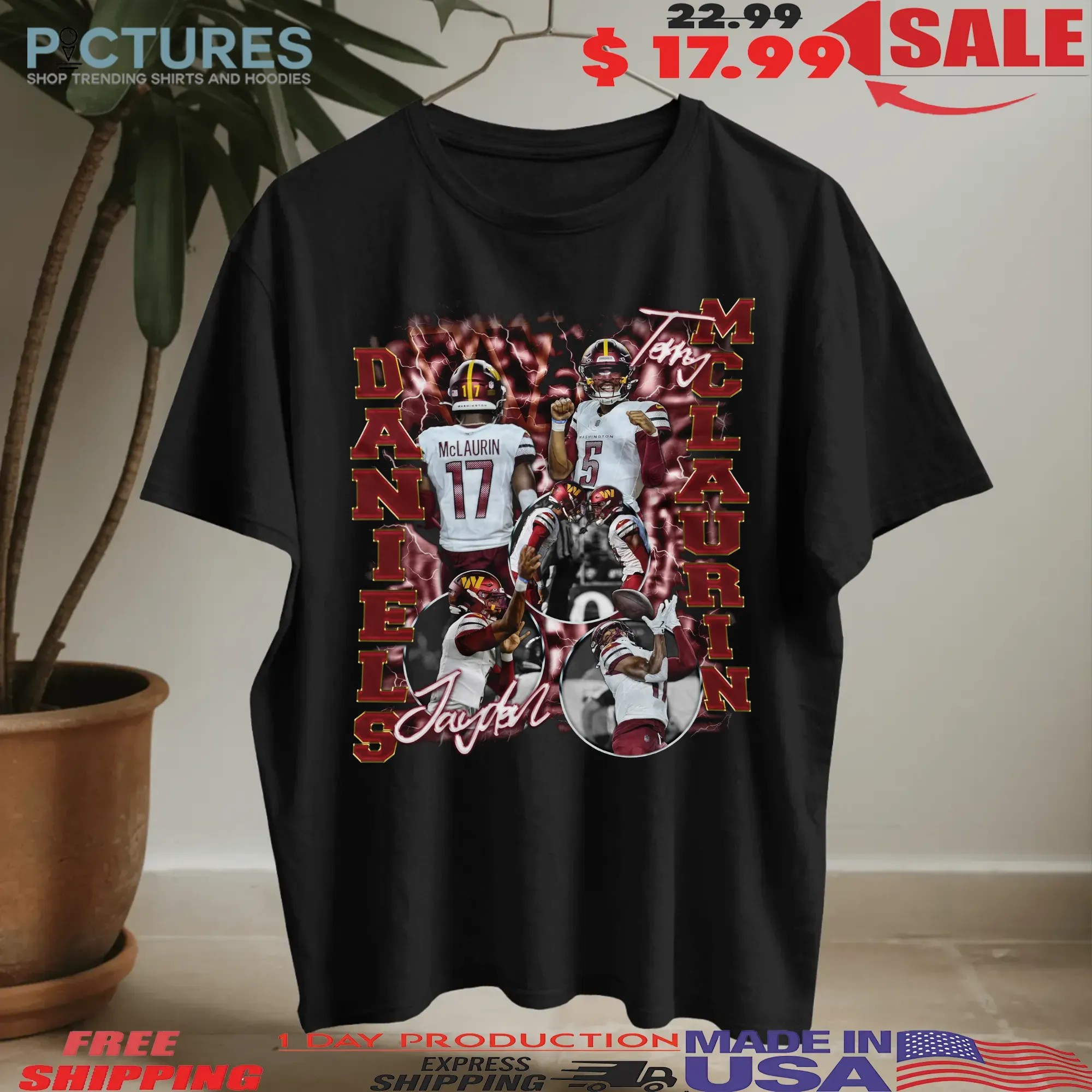 Style Jayden Daniels and Terry Mclaurin Washington Commanders Vintage Bootleg T Shirt