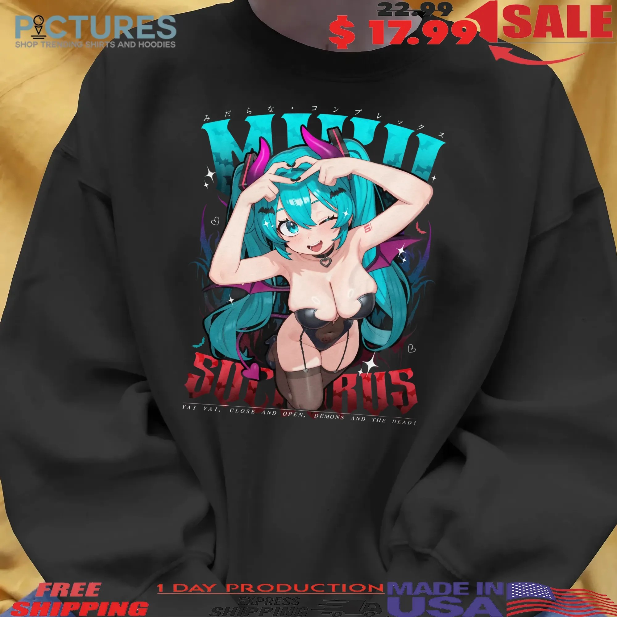 Succubus Miku Yai Yai Close And Open Demons And The Dead Graphic T Shirt