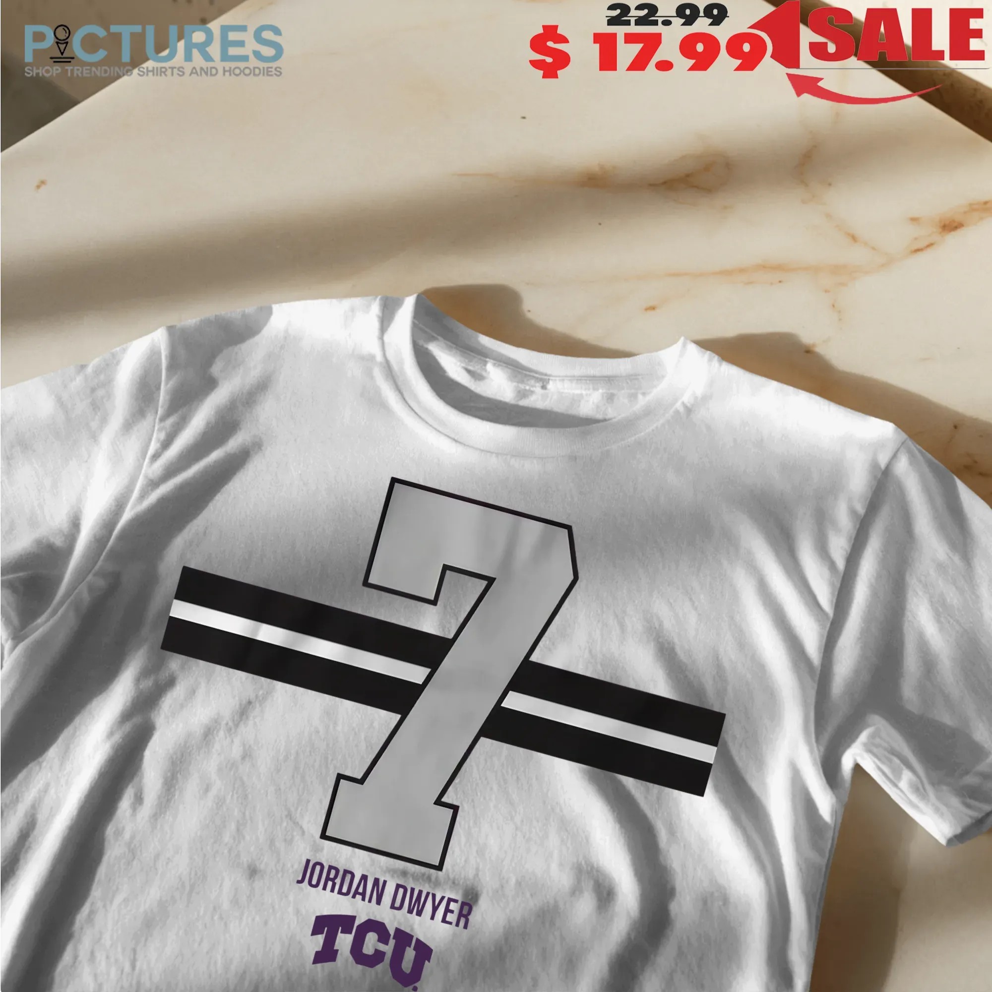 TCU Horned Frogs Football Jordan Dwyer 7 Stripe T Shirt