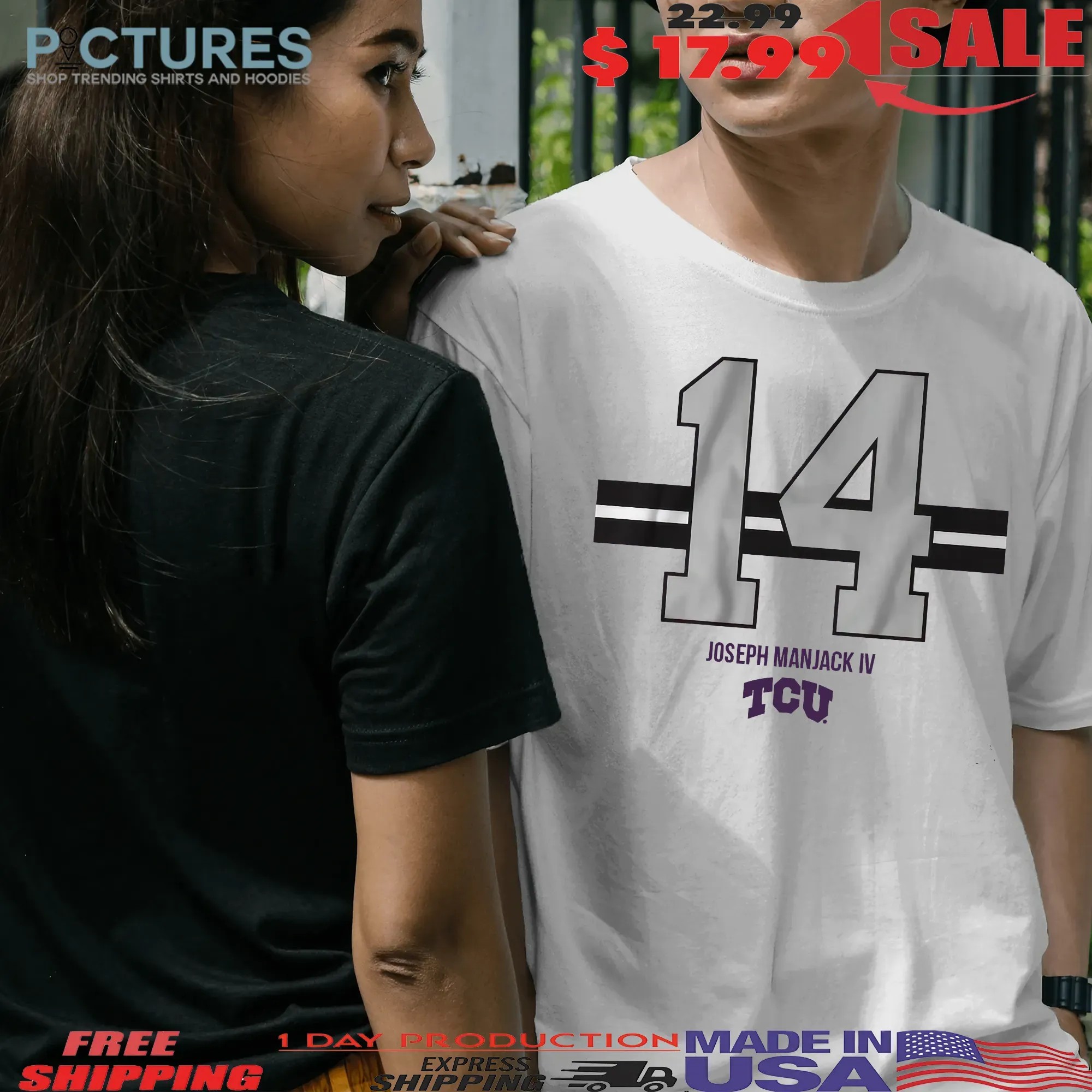 TCU Horned Frogs Football Joseph Manjack IV 14 Stripe T Shirt