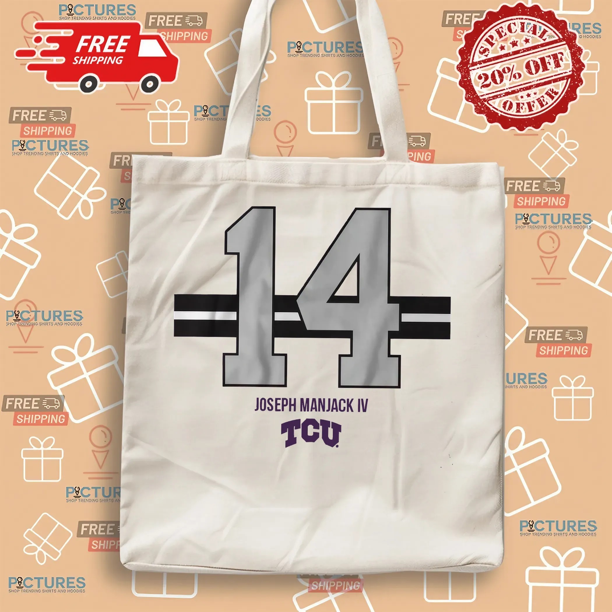 TCU Horned Frogs Football Joseph Manjack IV 14 Stripe T Shirt