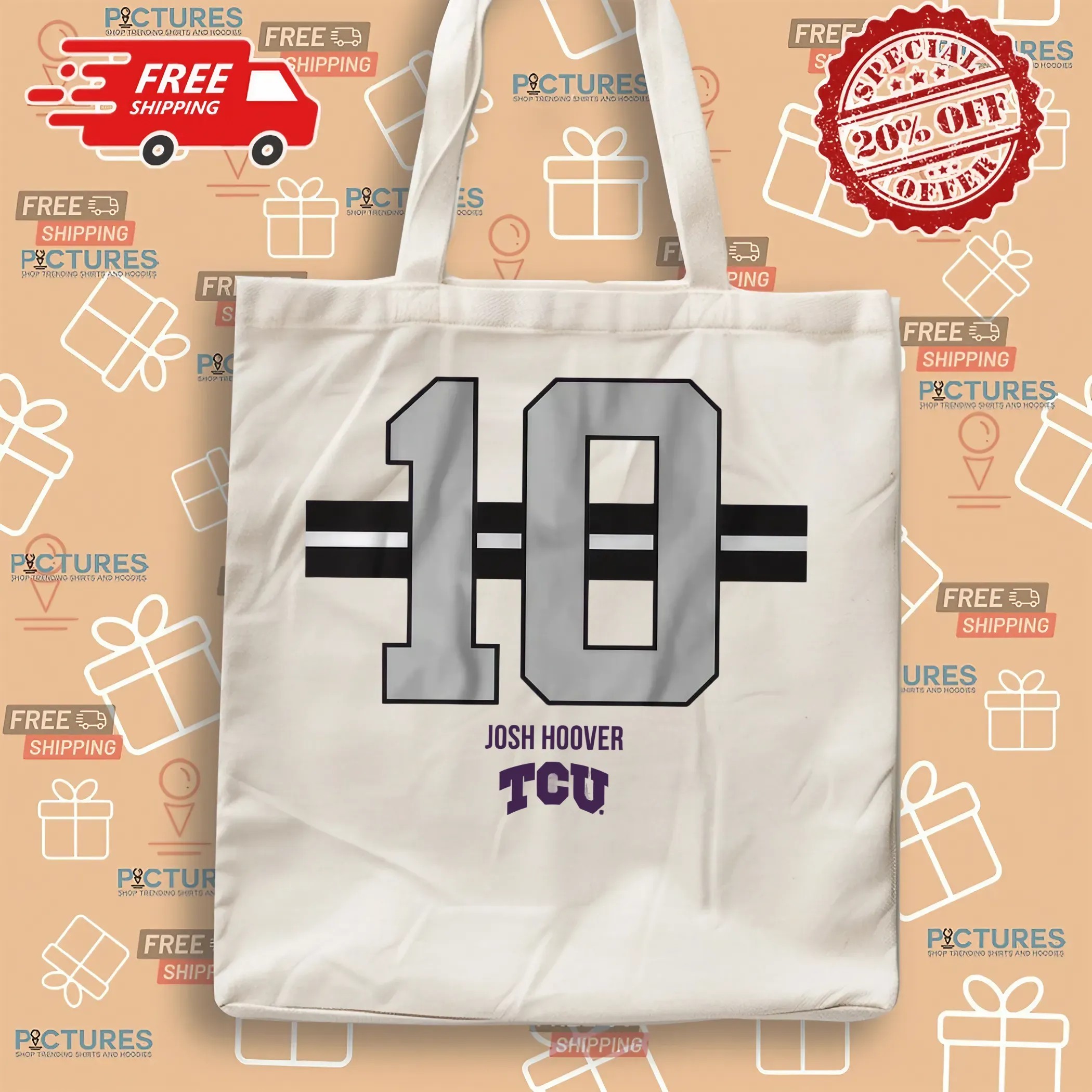 TCU Horned Frogs Football Josh Hoover 10 Stripe T Shirt