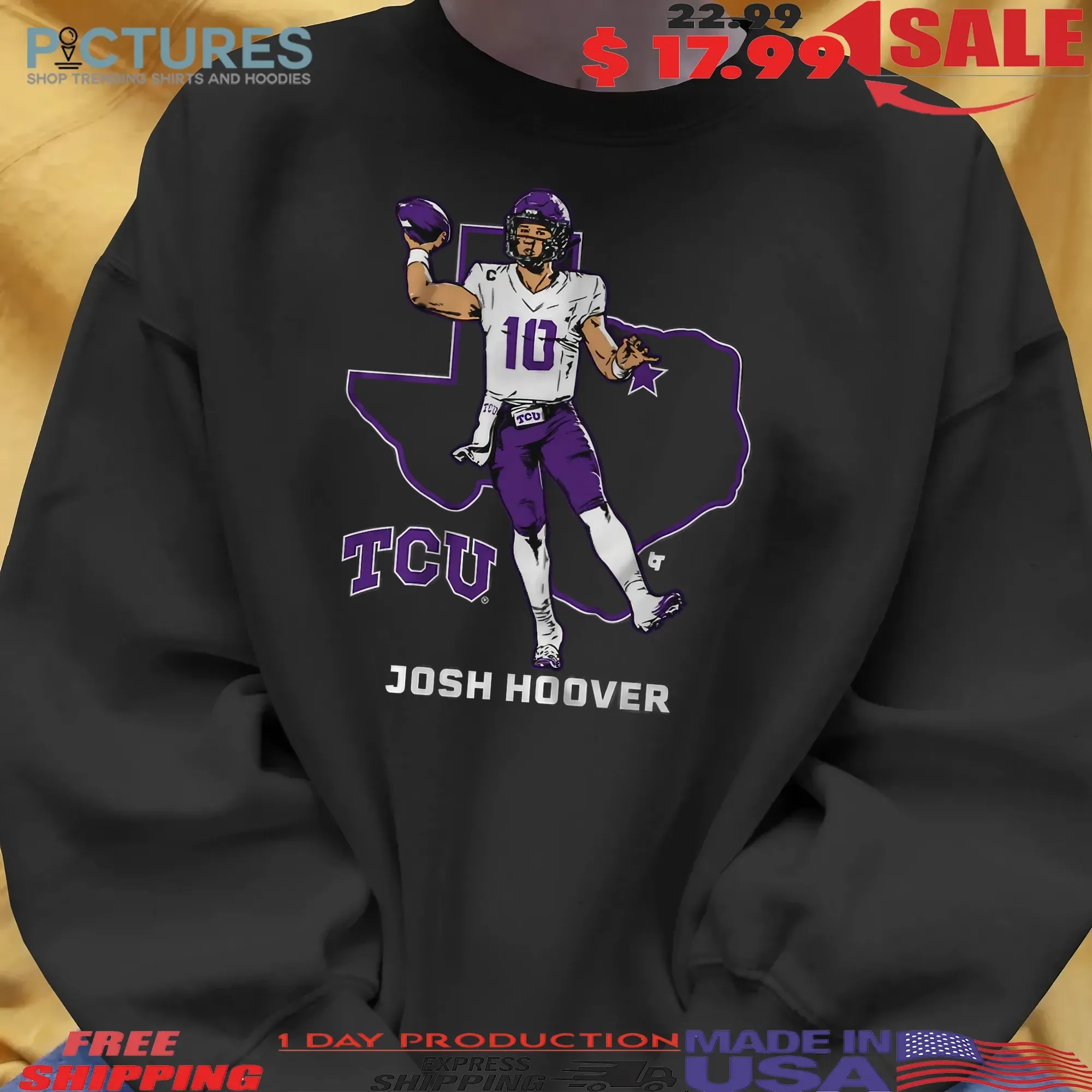 TCU Horned Frogs Football Josh Hoover State Star Graphic T Shirt