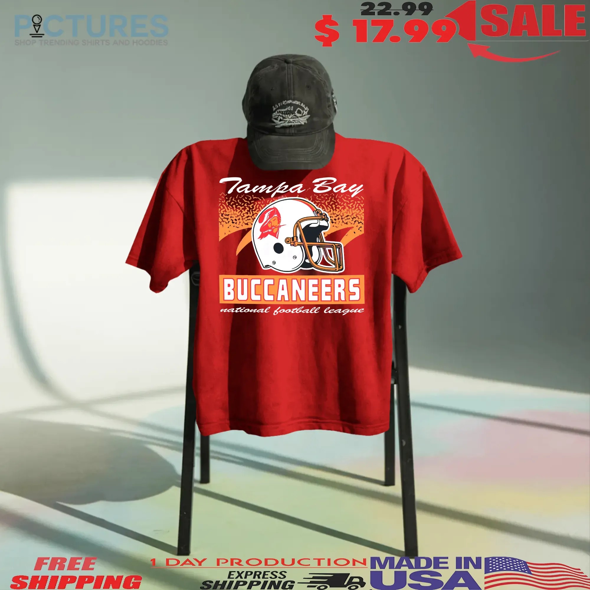 Tampa Bay Buccaneers Historic Waver Football Helmet Team National Football League T Shirt
