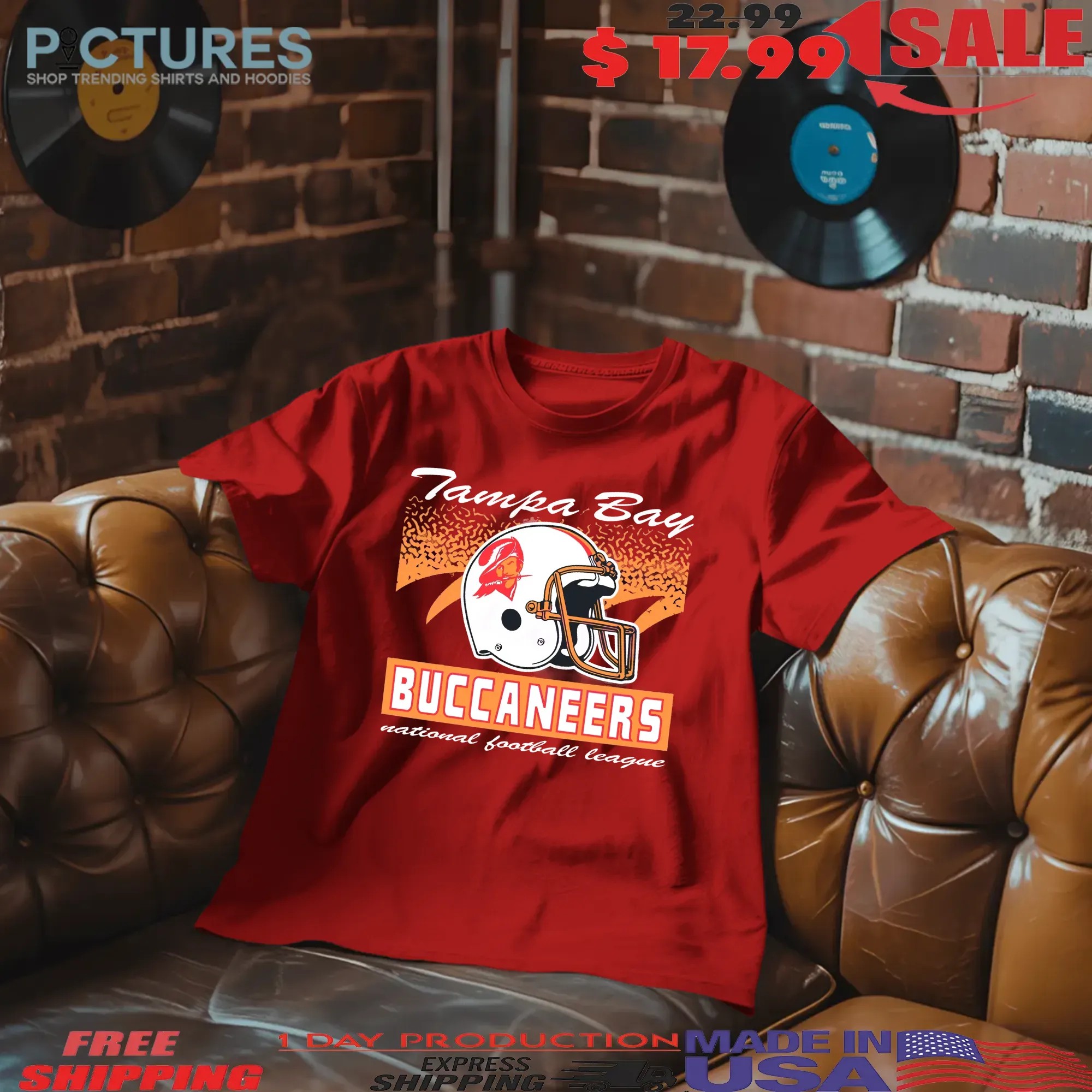 Tampa Bay Buccaneers Historic Waver Football Helmet Team National Football League T Shirt