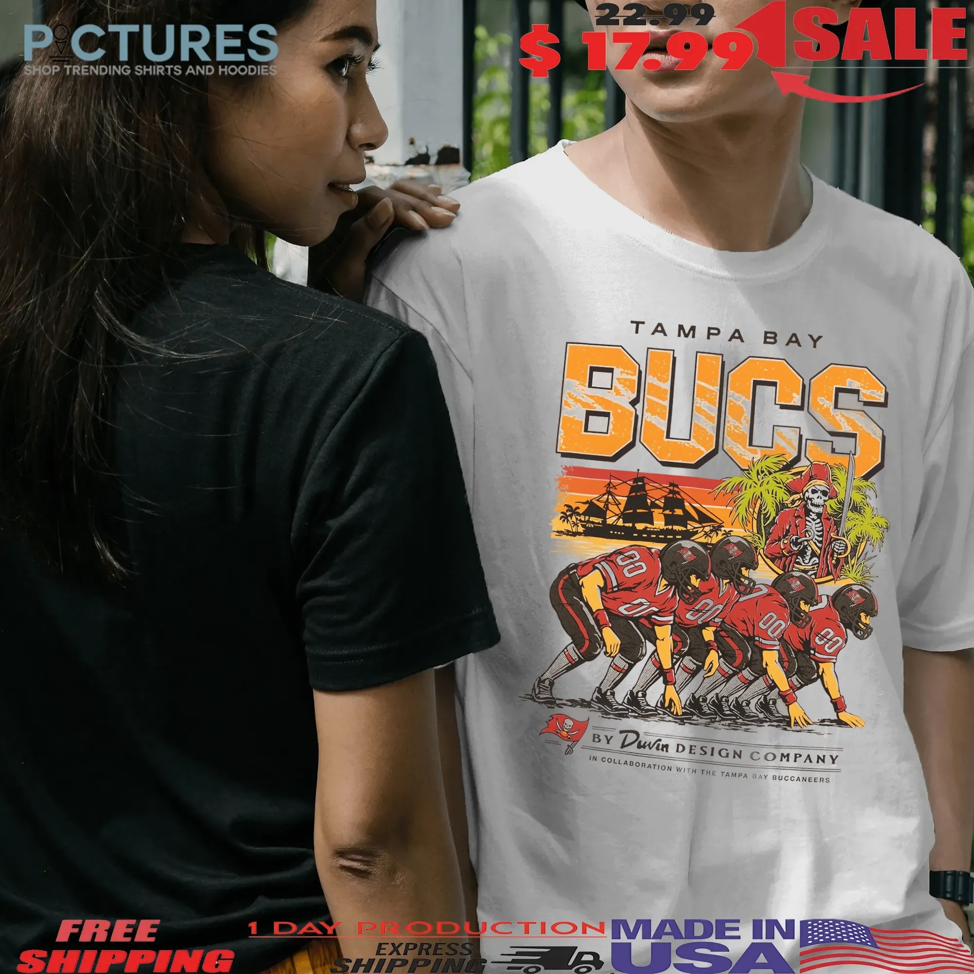 Tampa Bay Buccaneers Nfl 50 Seasons Of The Krewe Est 1976 Skull Pirate Football Graphic Shirt