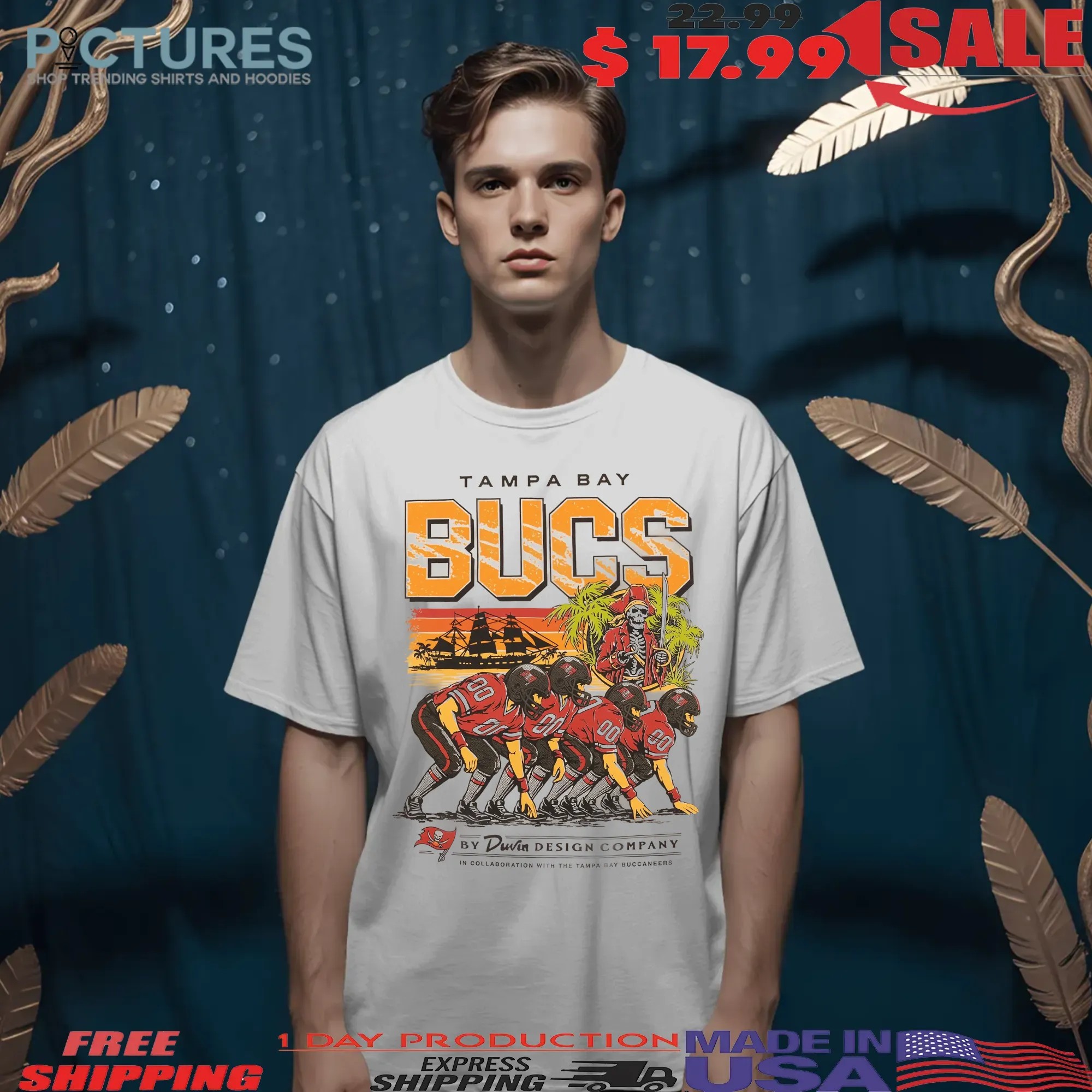 Tampa Bay Buccaneers Nfl 50 Seasons Of The Krewe Est 1976 Skull Pirate Football Graphic Shirt