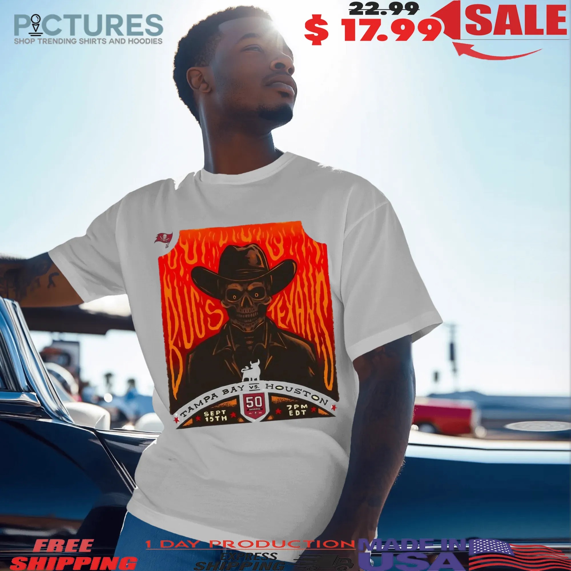 Tampa Bay Buccaneers Vs Houston Texans Nfl 2025 Gameday Skull T Shirt