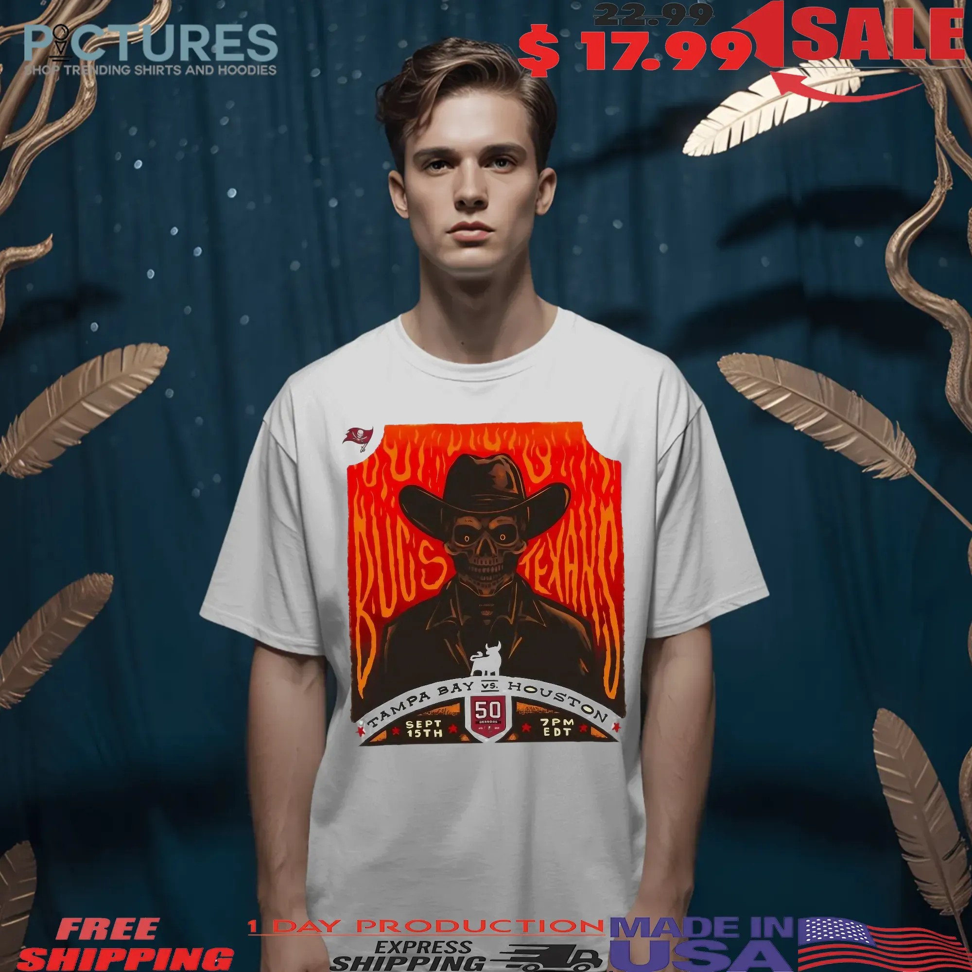 Tampa Bay Buccaneers Vs Houston Texans Nfl 2025 Gameday Skull T Shirt