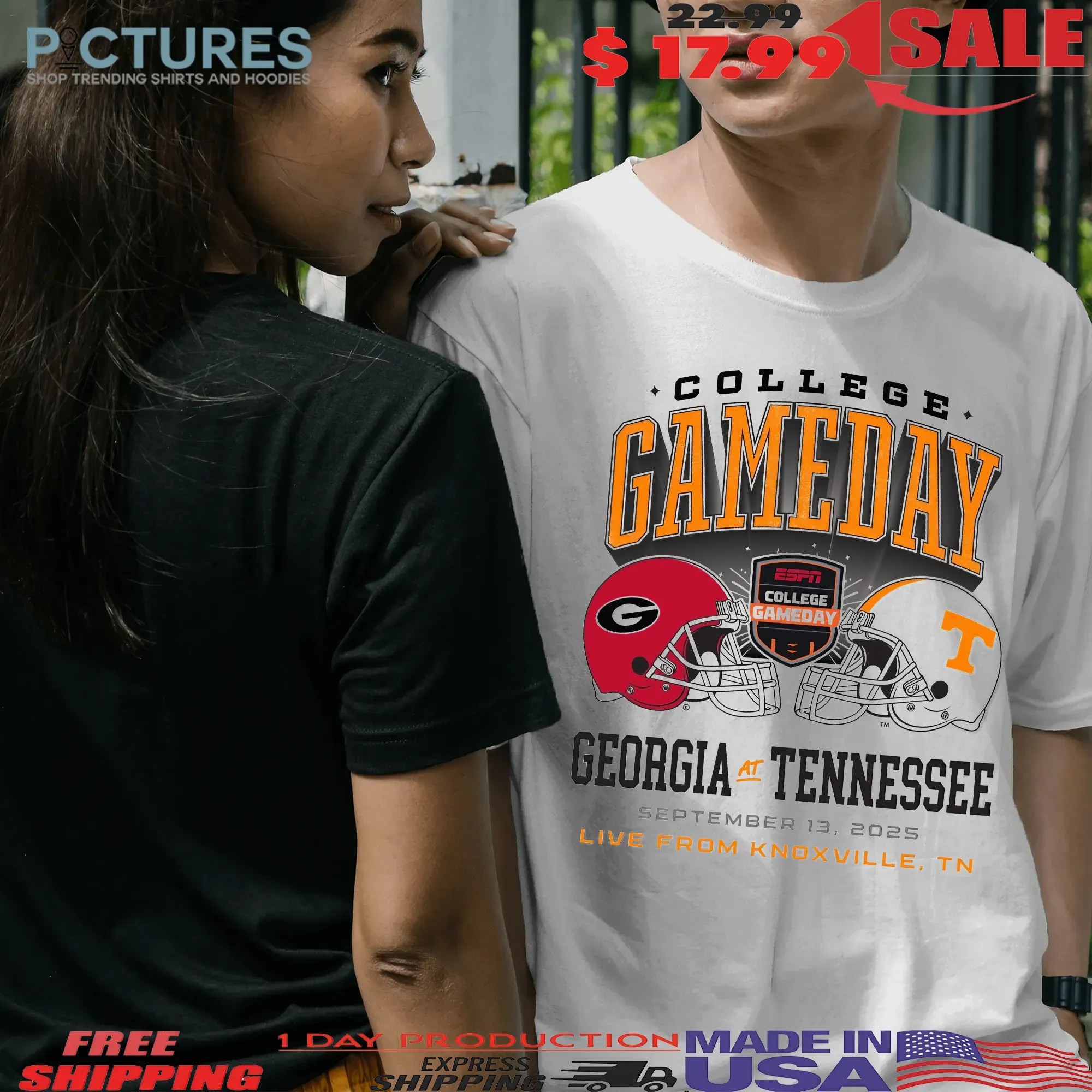 Tennessee Volunteers Vs Georgia Bulldogs NFL September 2025 College Gameday Helmet Graphic T Shirt