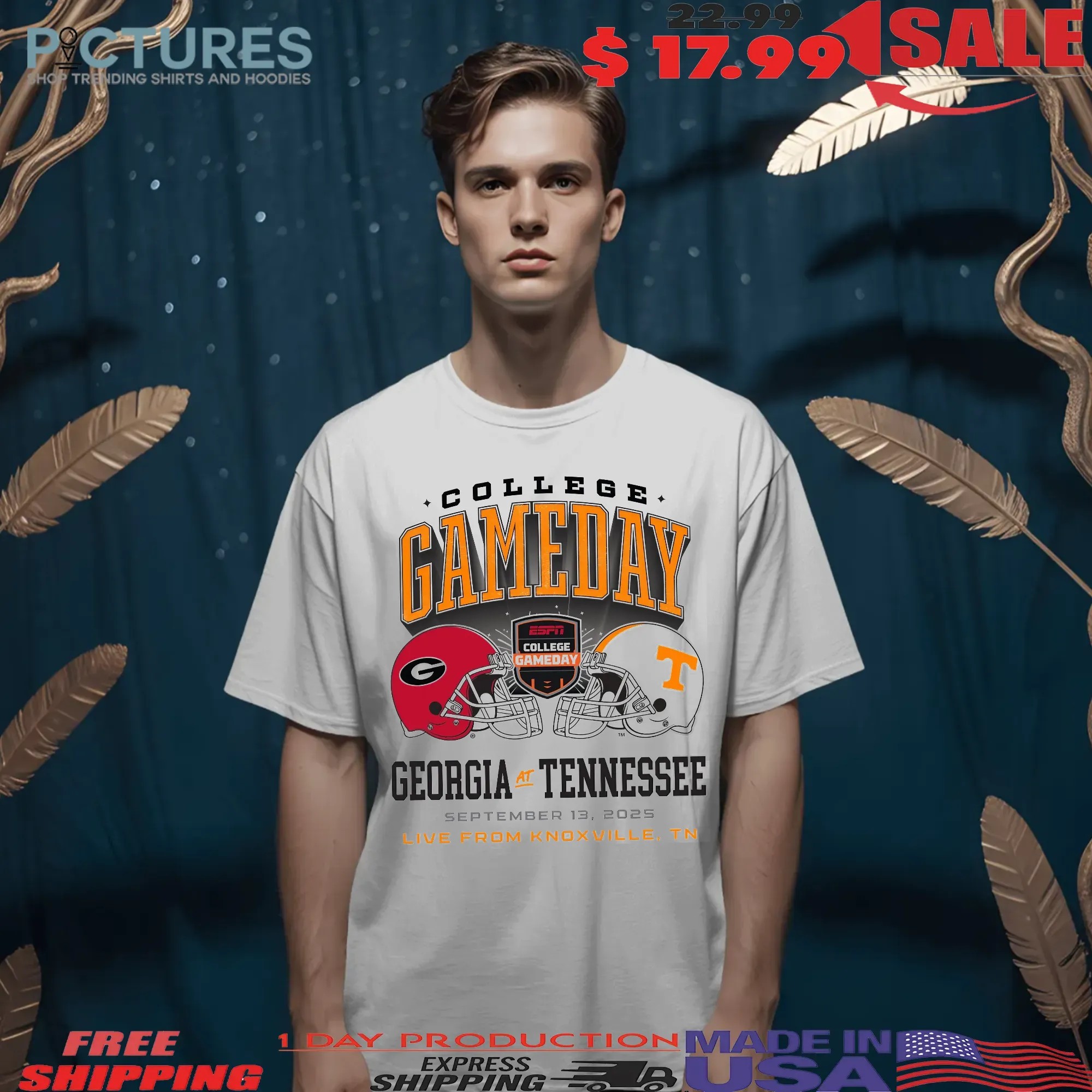 Tennessee Volunteers Vs Georgia Bulldogs NFL September 2025 College Gameday Helmet Graphic T Shirt