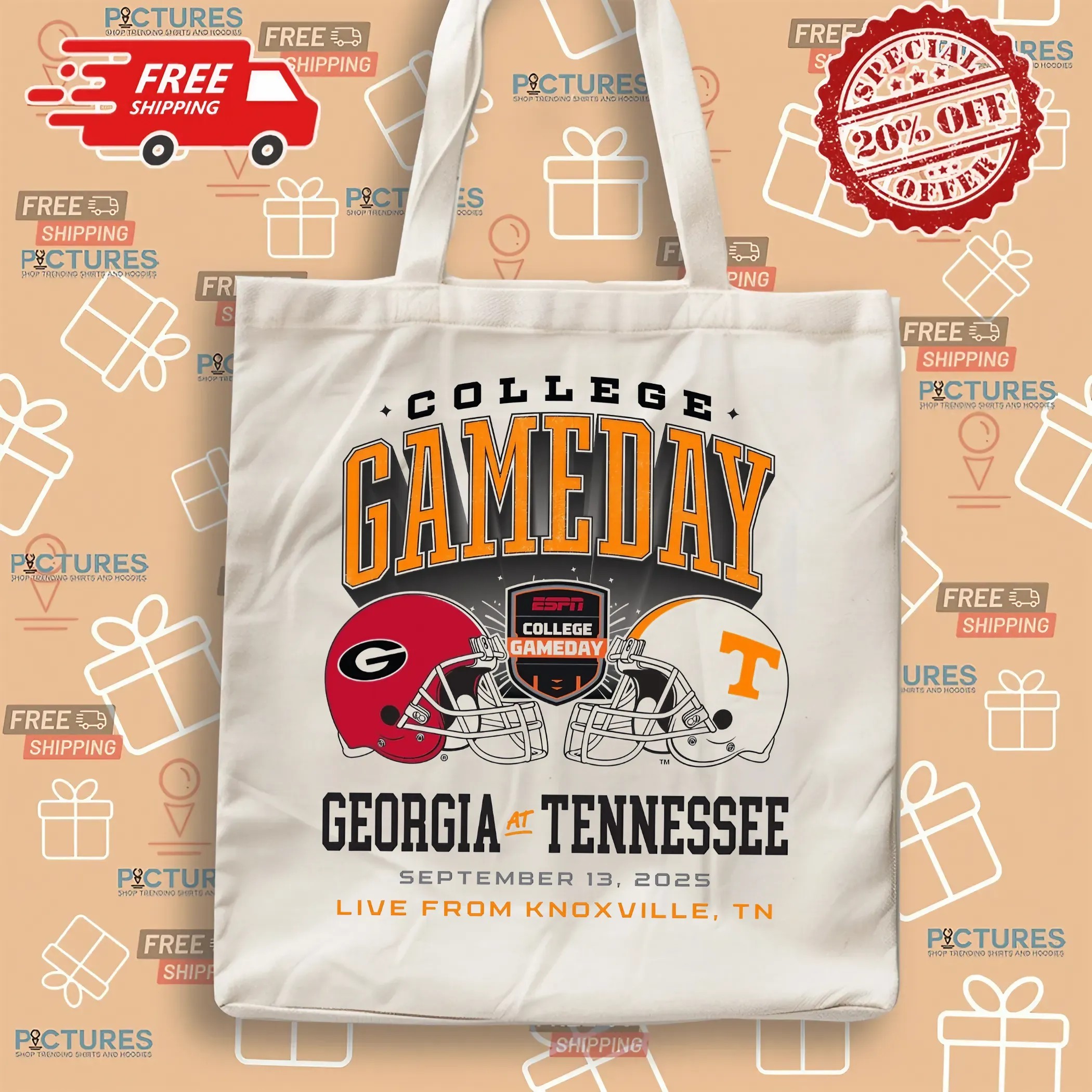 Tennessee Volunteers Vs Georgia Bulldogs NFL September 2025 College Gameday Helmet Graphic T Shirt