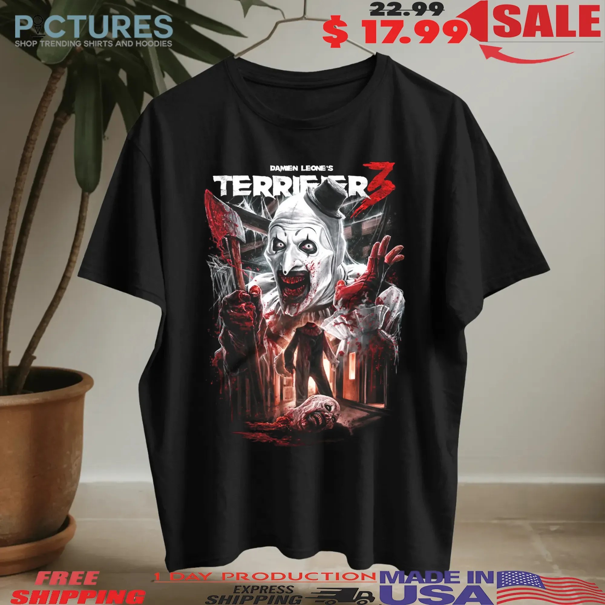 Terrifier 3 Heads Will Roll Horror Moive Halloween T Shirt