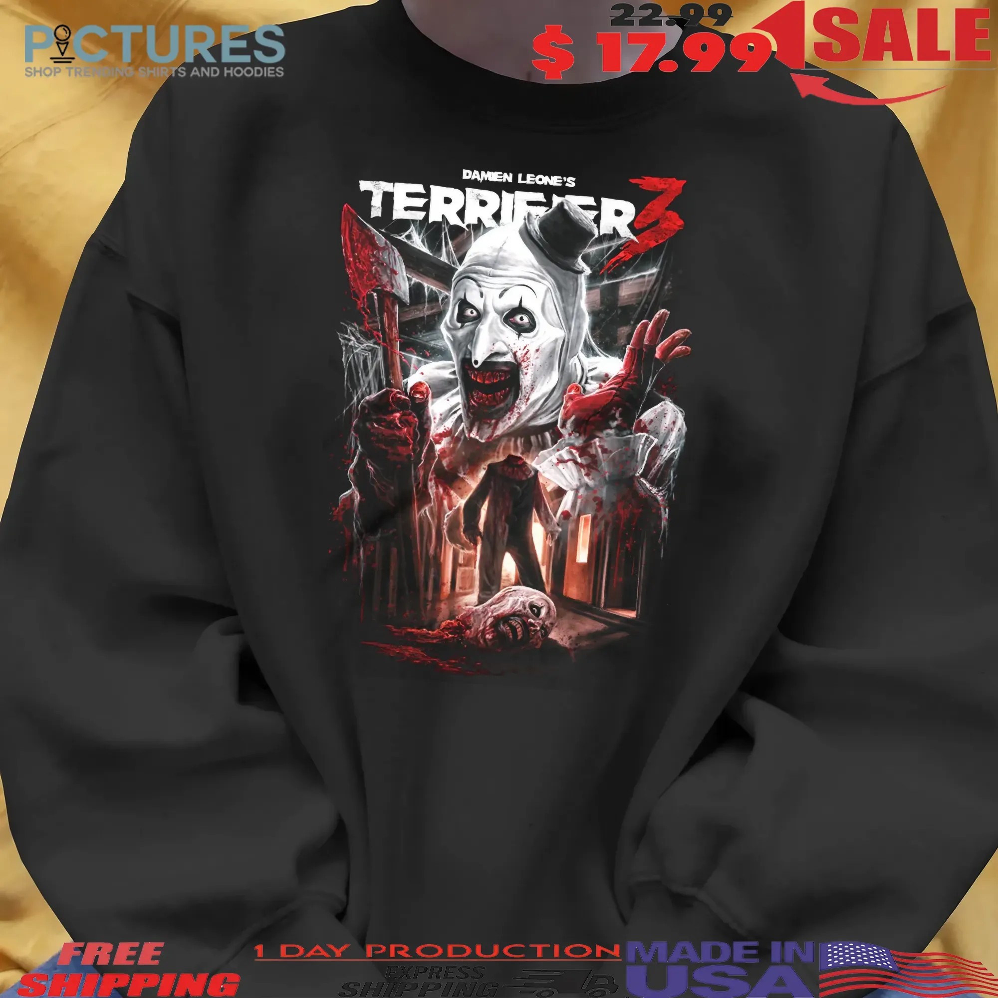 Terrifier 3 Heads Will Roll Horror Moive Halloween T Shirt