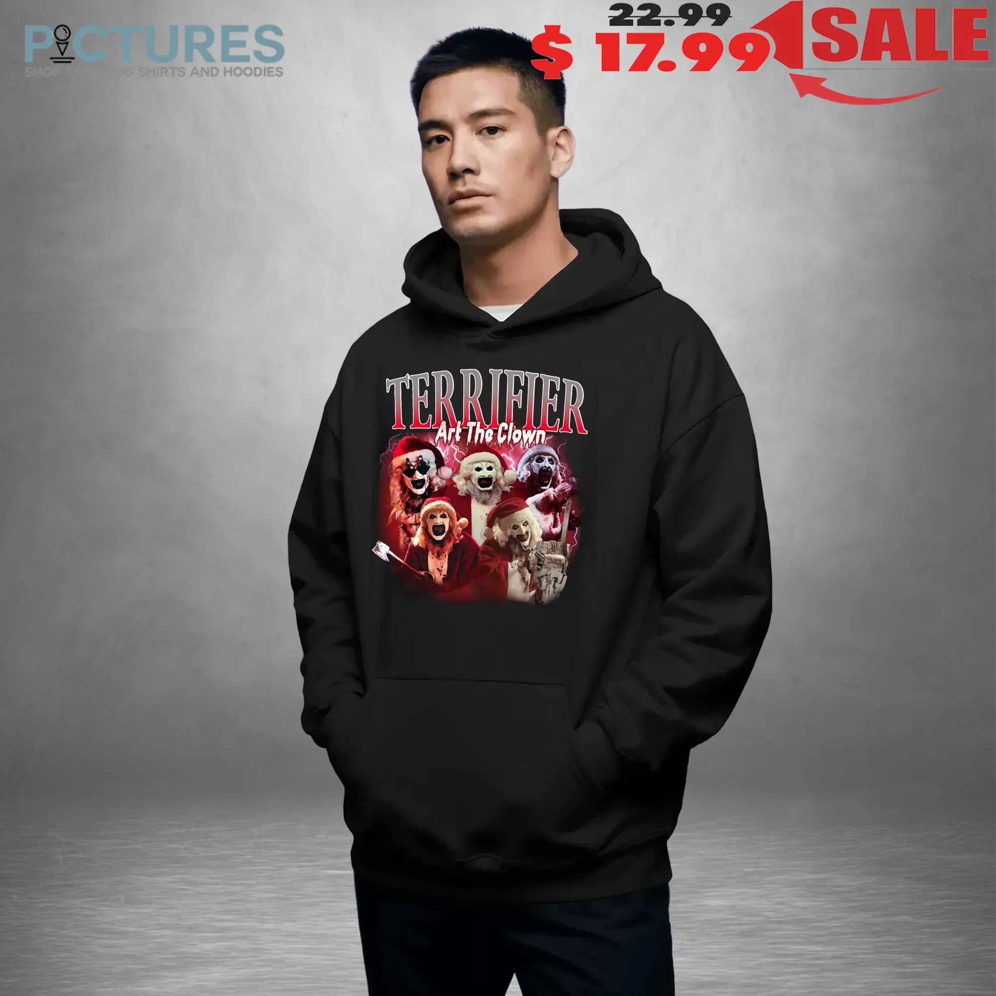 Terrifier Art The Clown Horror Halloween Christmas Vintage Bootleg T Shirt