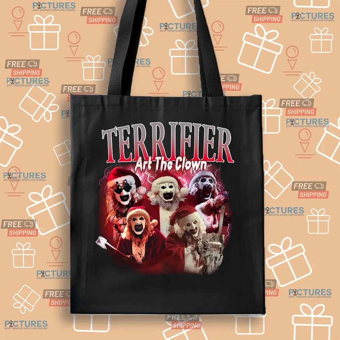 Terrifier Art The Clown Horror Halloween Christmas Vintage Bootleg T Shirt