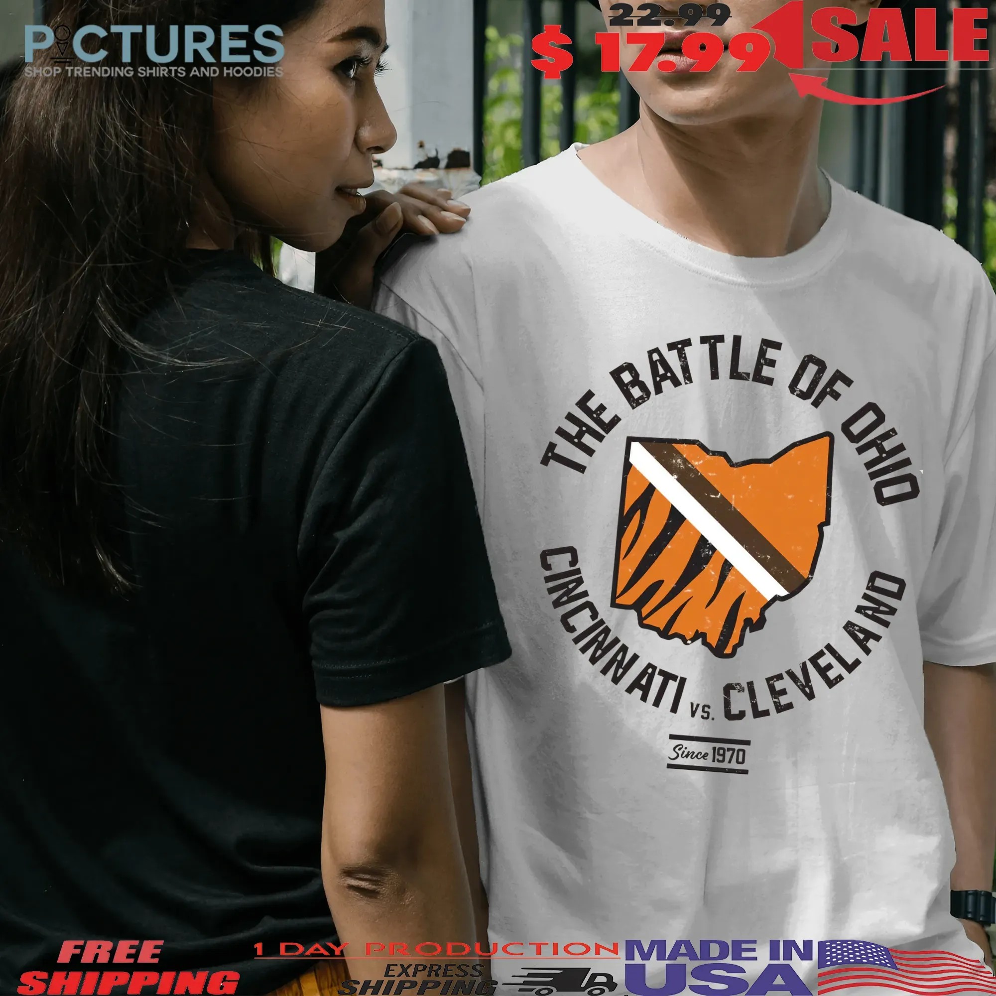 The Battle Of Ohio Cincinnati Vs Cleveland Since 1970 Graphic T Shirt