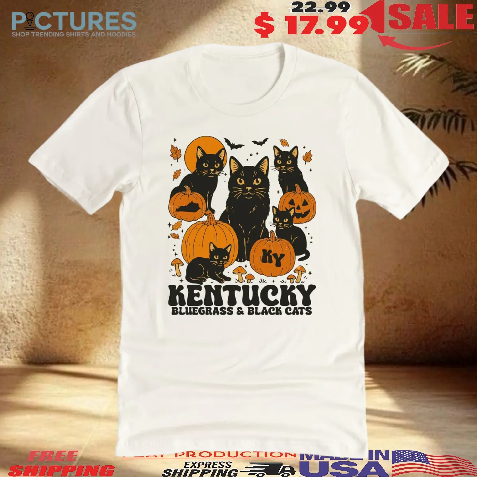 The Bluegrass And Black Cats Halloween Pumpkin T Shirt