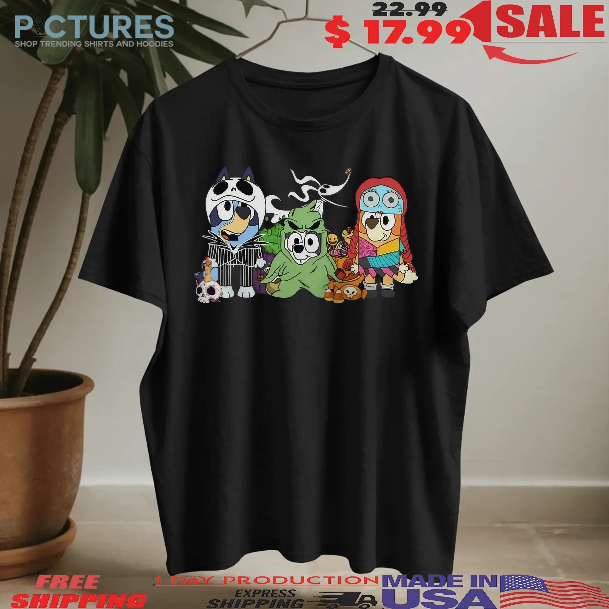 The Nightmare Before Bluey Horror Halloween Costume T Shirt