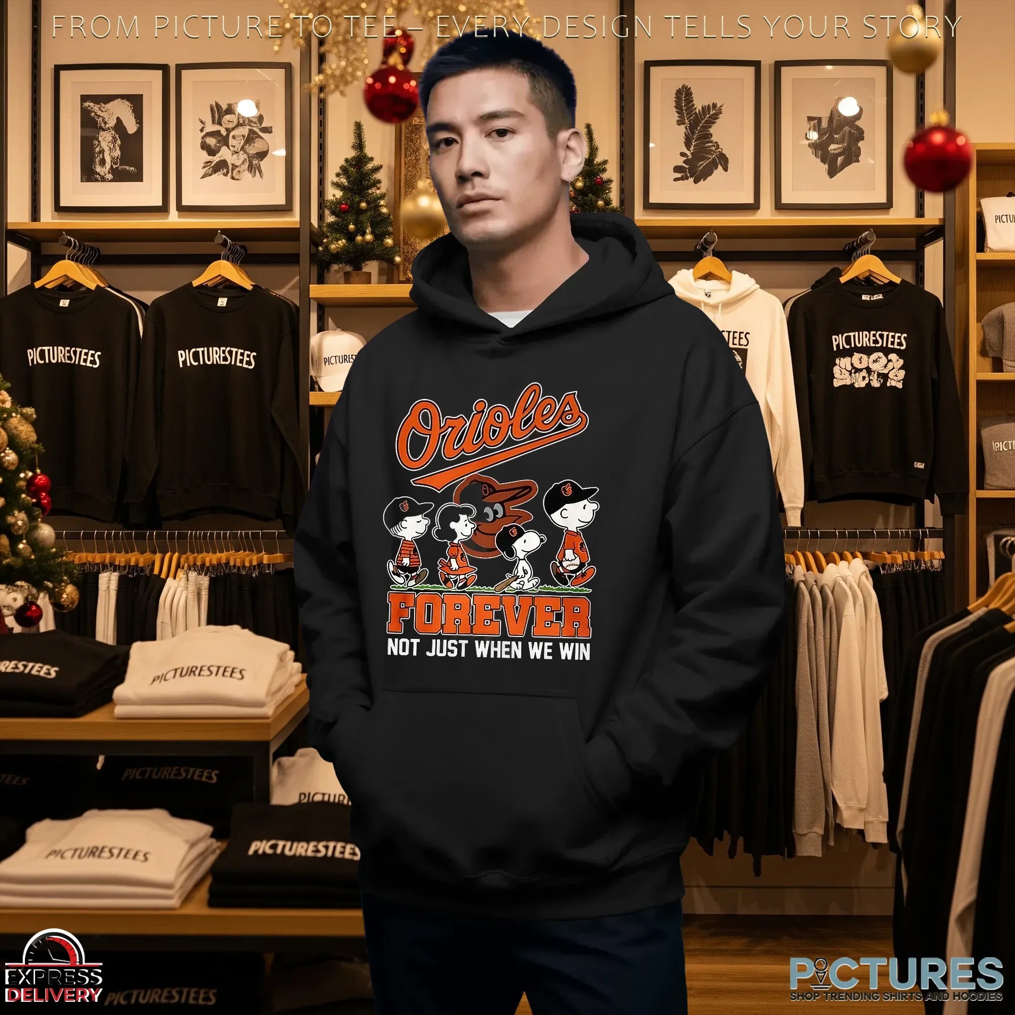 The Peanuts Baltimore Orioles Show Forever Not Just When We Win Baseball Mashup T Shirt