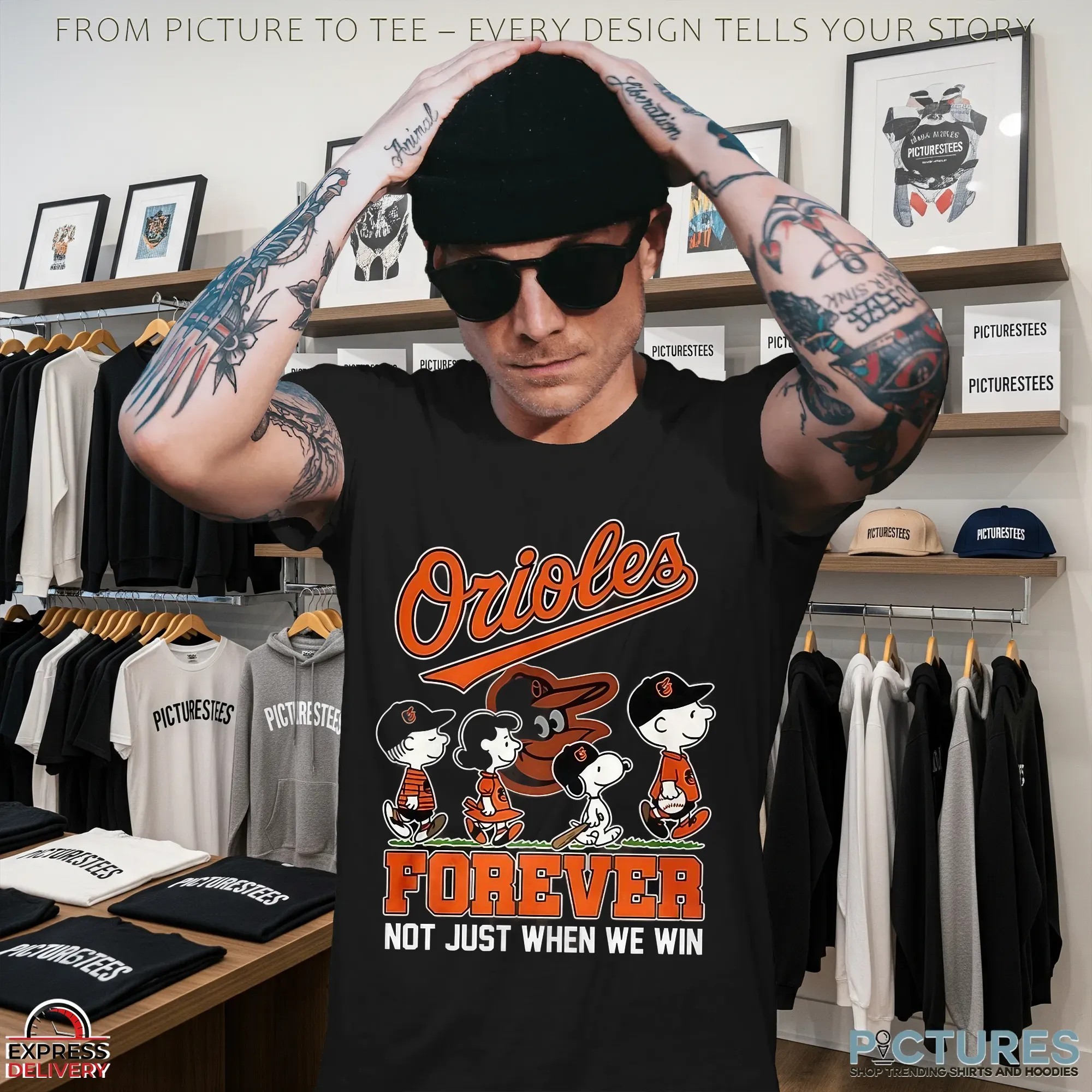 The Peanuts Baltimore Orioles Show Forever Not Just When We Win Baseball Mashup T Shirt