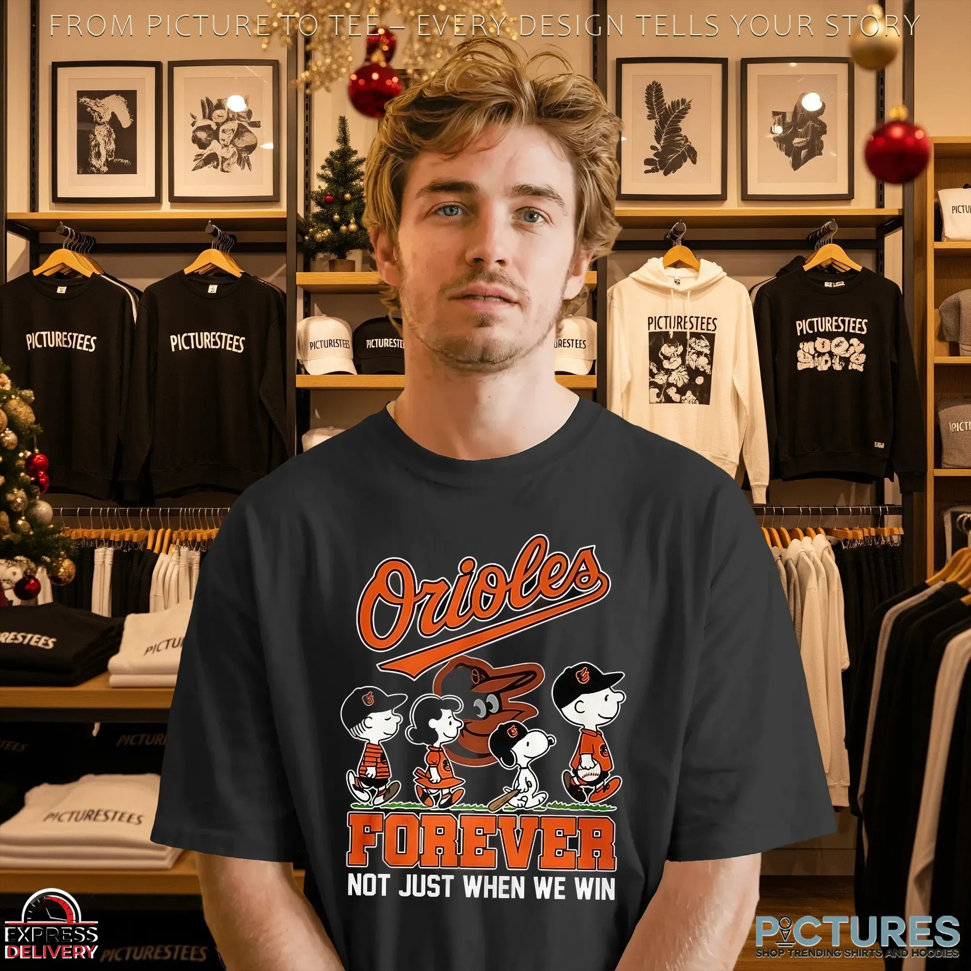 The Peanuts Baltimore Orioles Show Forever Not Just When We Win Baseball Mashup T Shirt
