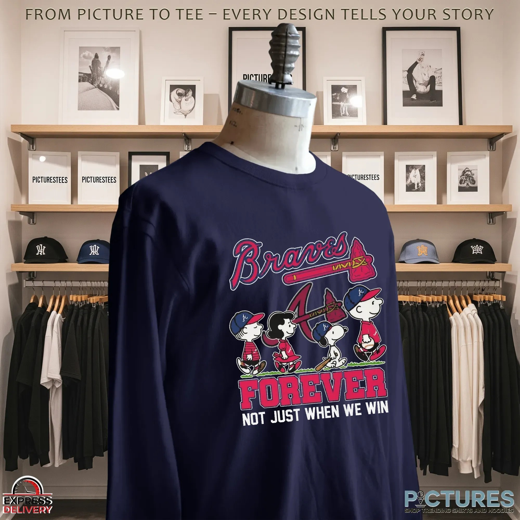 The Peanuts Characters X Atlanta Braves Forever Not Just When We Win Mashup T Shirt