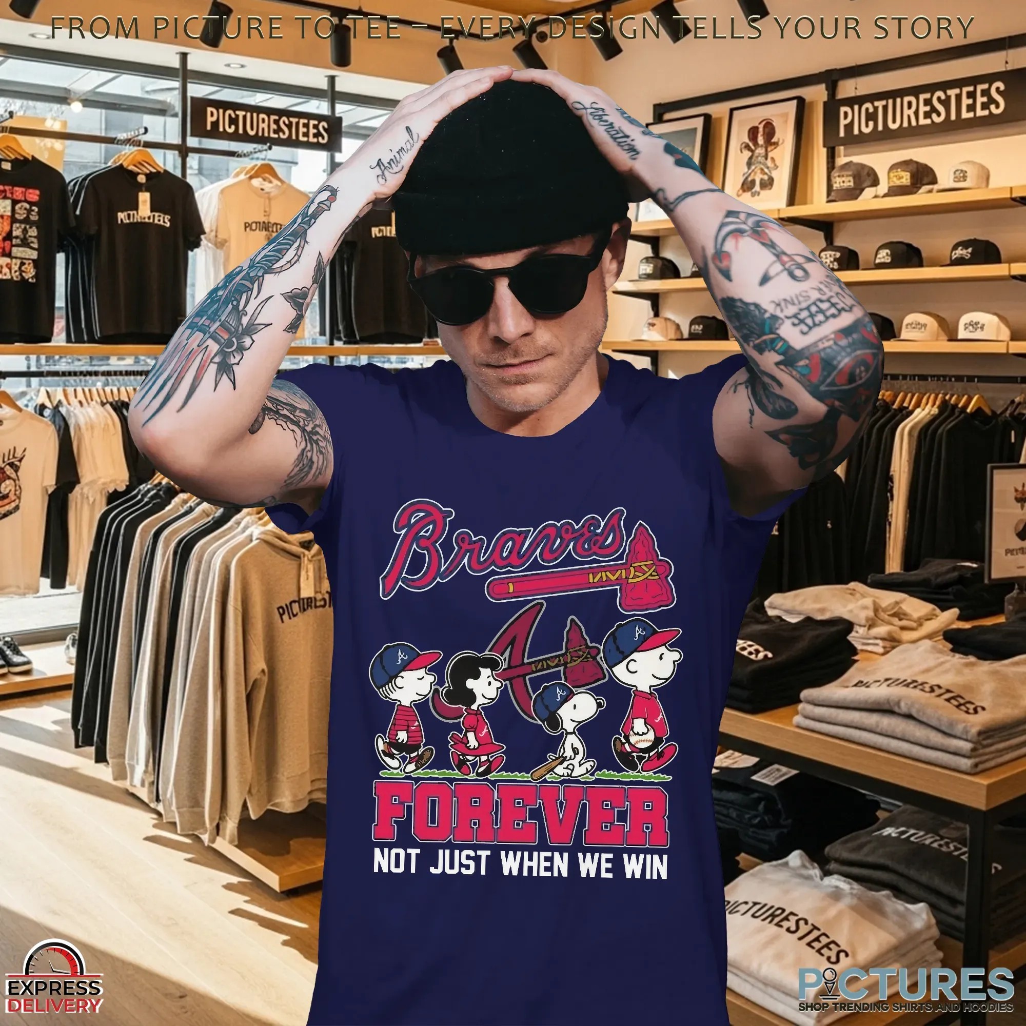 The Peanuts Characters X Atlanta Braves Forever Not Just When We Win Mashup T Shirt