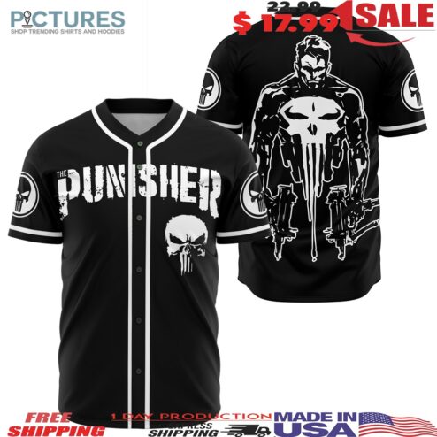 The Punisher Marvel Skull Button Up Baseball Jersey
