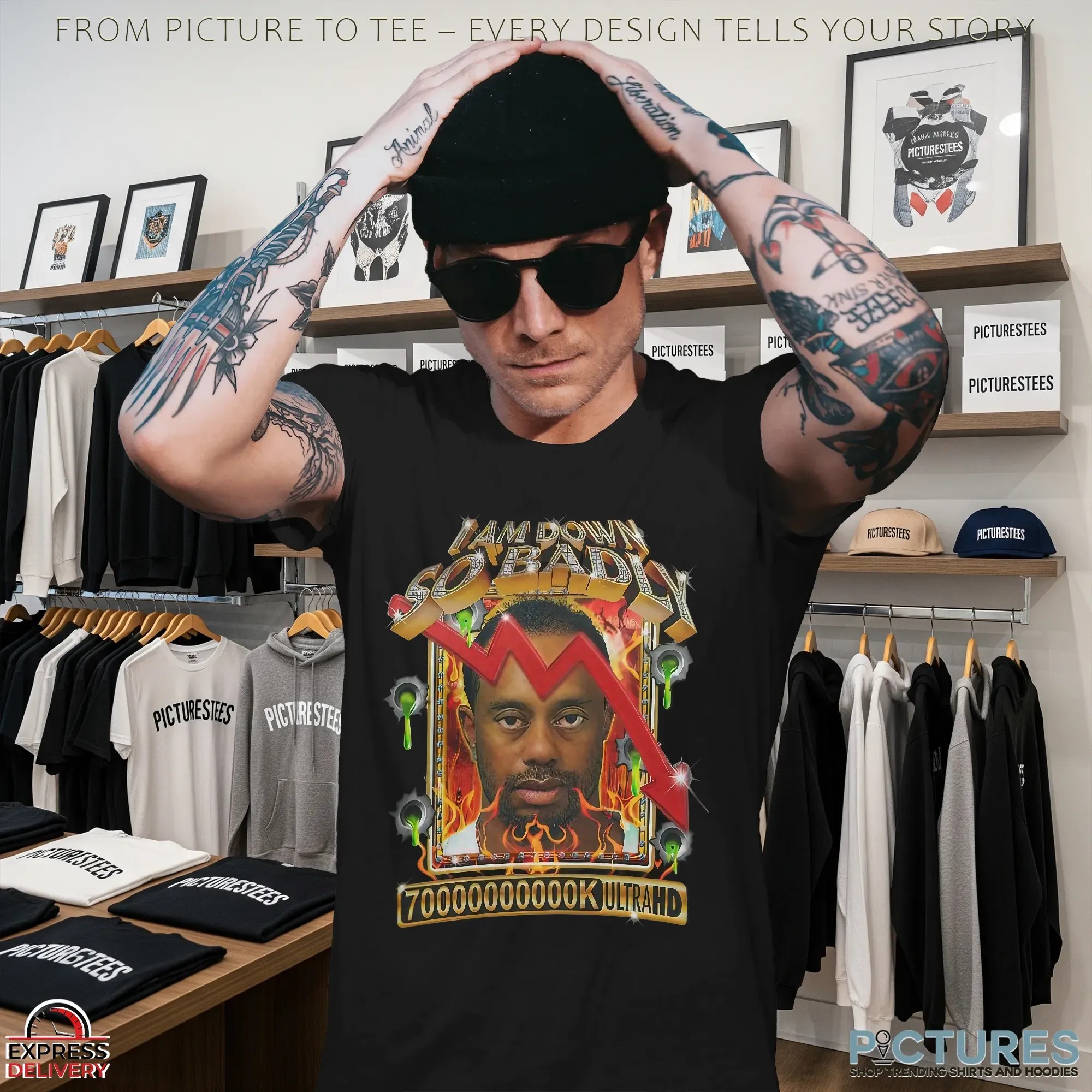Tiger Woods I Am Down So Badly 70000000k Ultrahd Blinged Out T Shirt