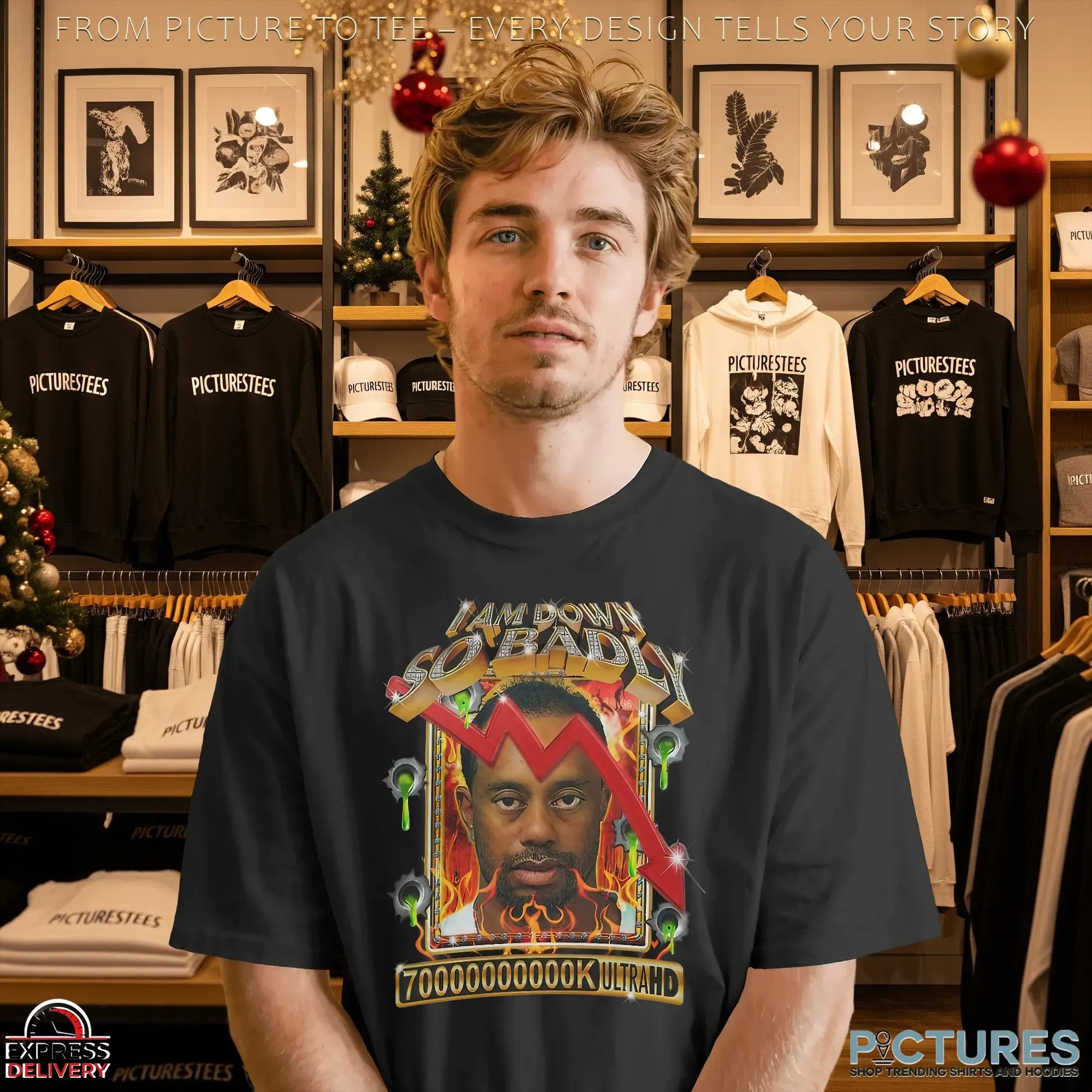 Tiger Woods I Am Down So Badly 70000000k Ultrahd Blinged Out T Shirt
