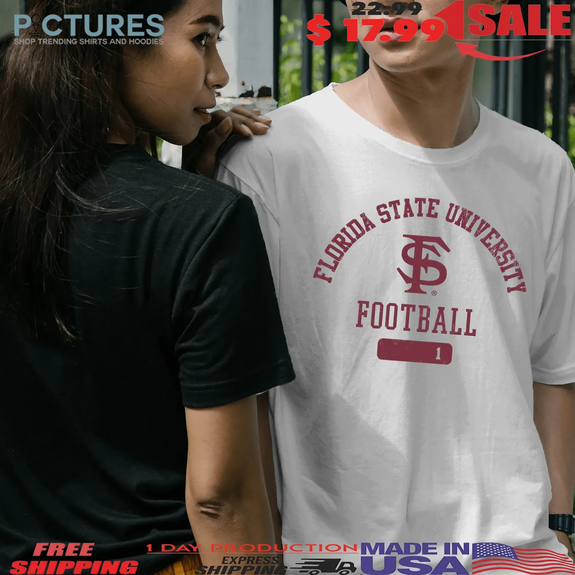 Tommy Castellanos 1 Florida State University Football Double Sided T Shirt