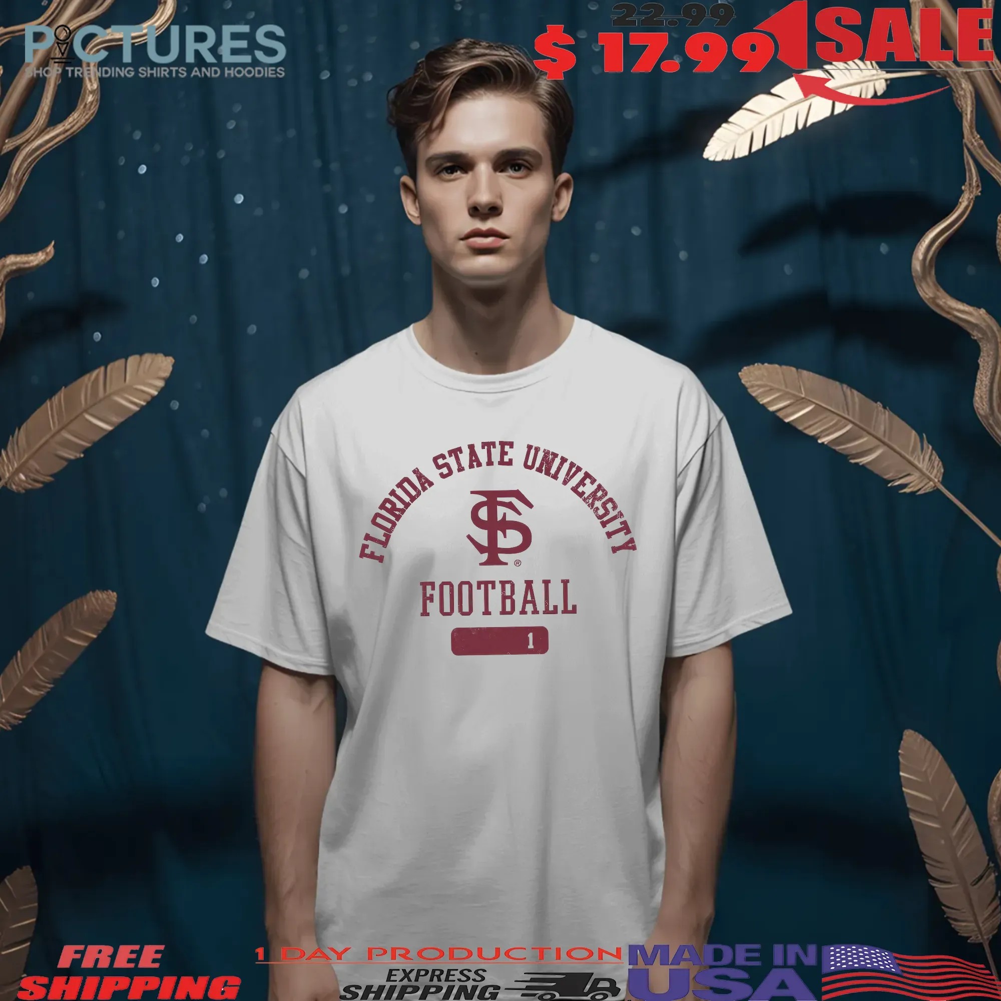 Tommy Castellanos 1 Florida State University Football Double Sided T Shirt