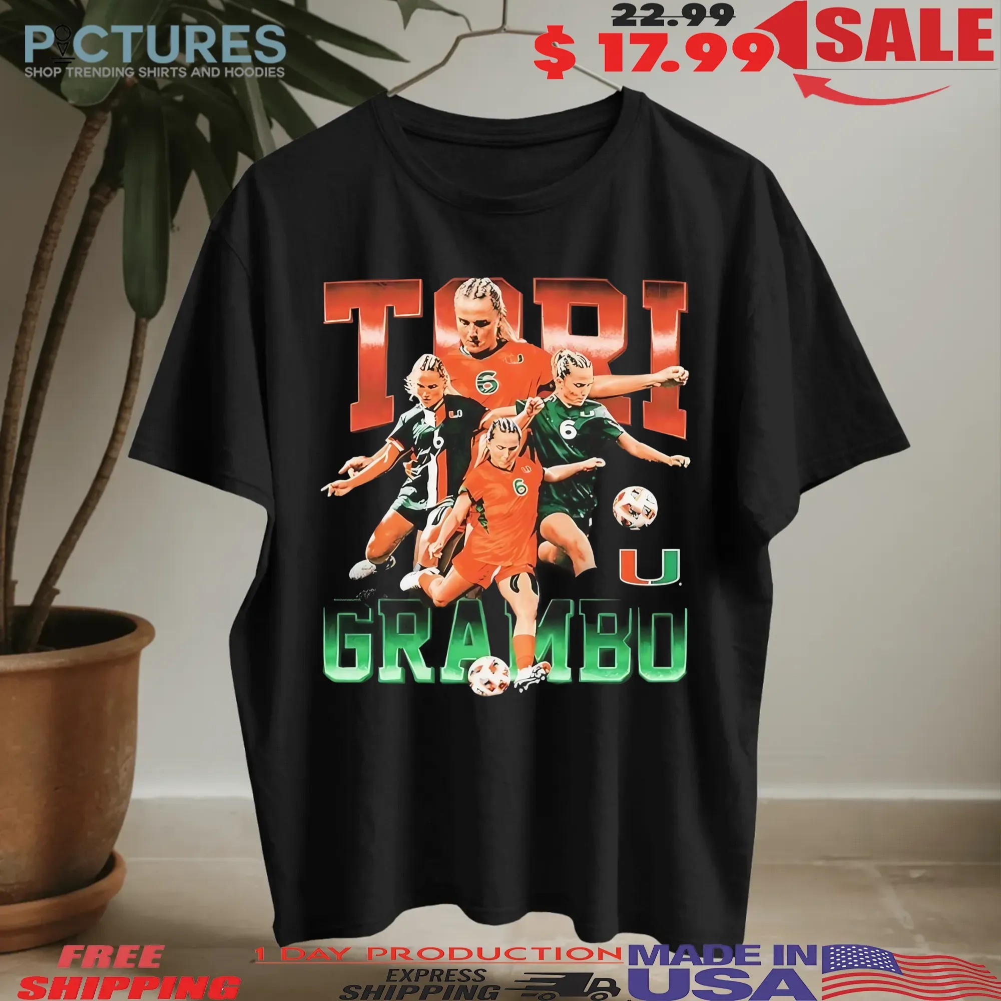 Tori Grambo Miami Women's Soccer Player Collage Vintage T Shirt