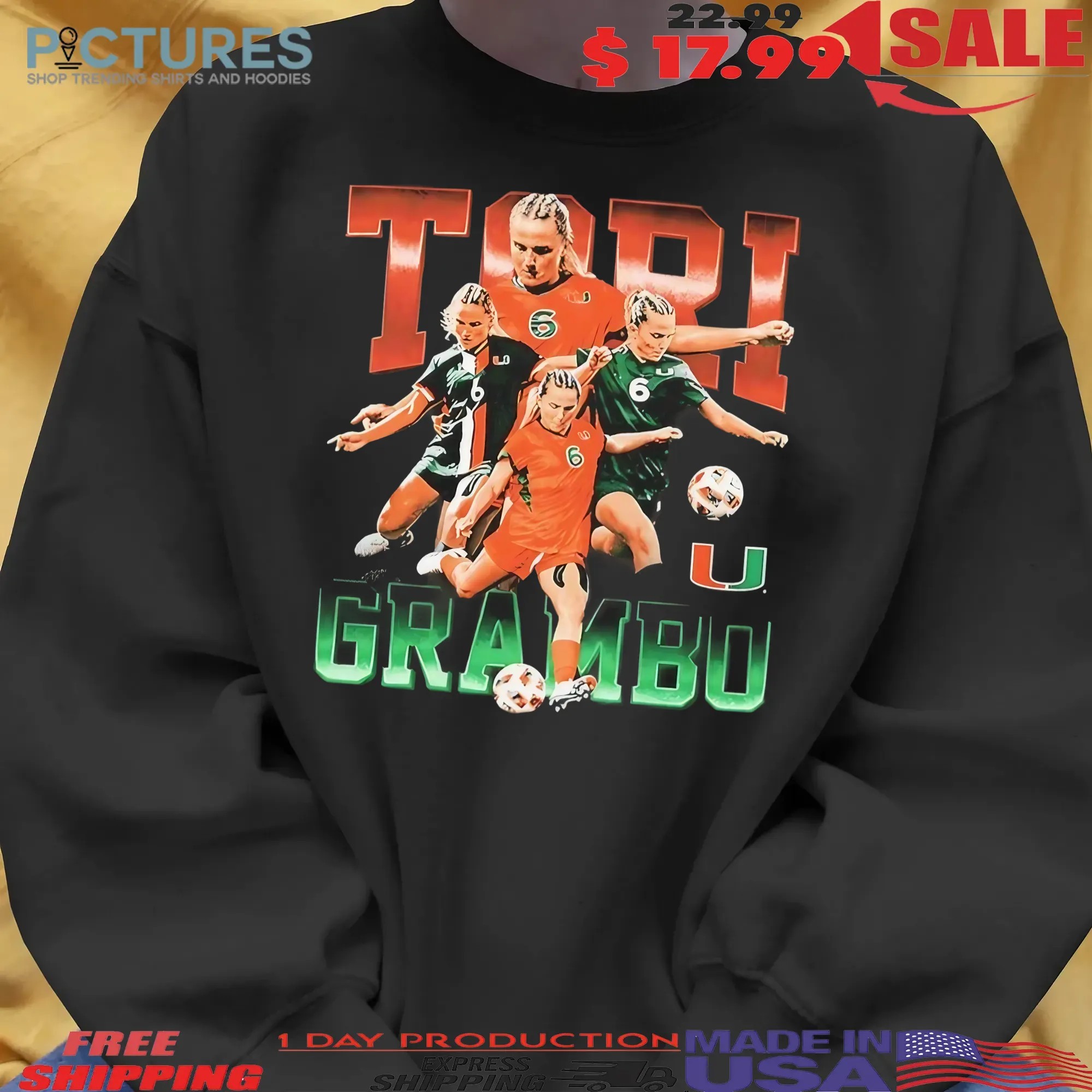 Tori Grambo Miami Women's Soccer Player Collage Vintage T Shirt