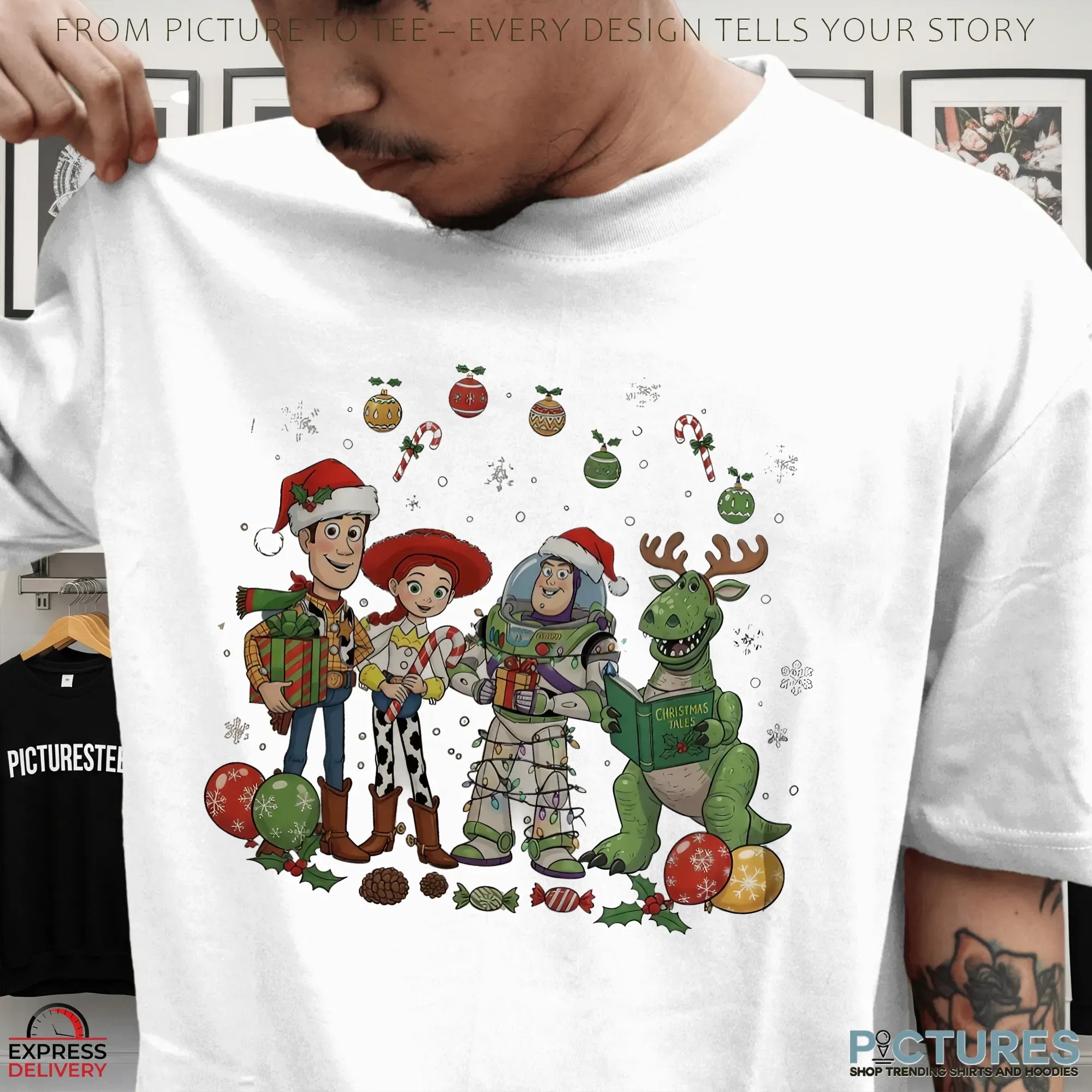 Toy Story Woody, Jessie, Buzz Lightyear And Rex Retro Christmas T Shirt