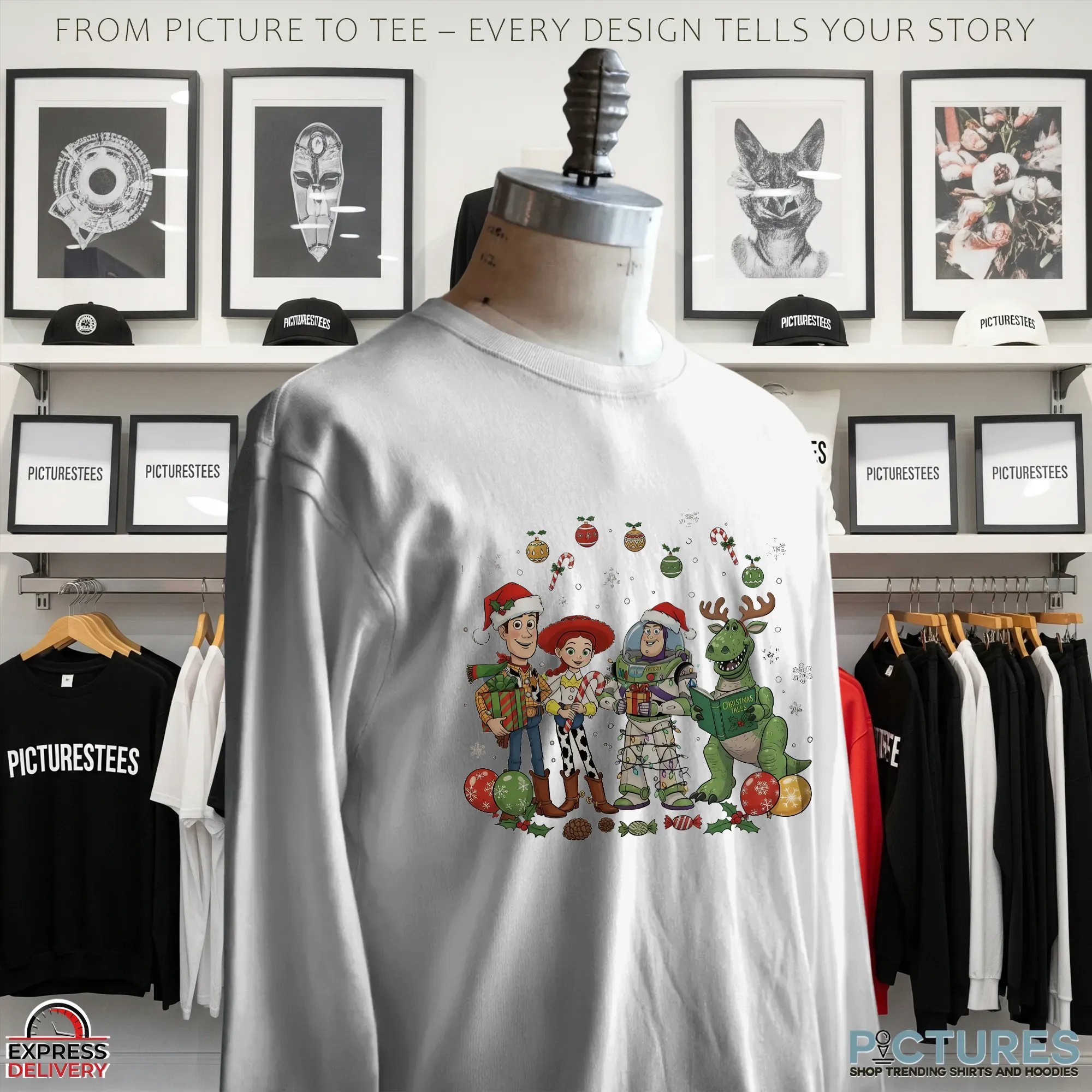 Toy Story Woody, Jessie, Buzz Lightyear And Rex Retro Christmas T Shirt