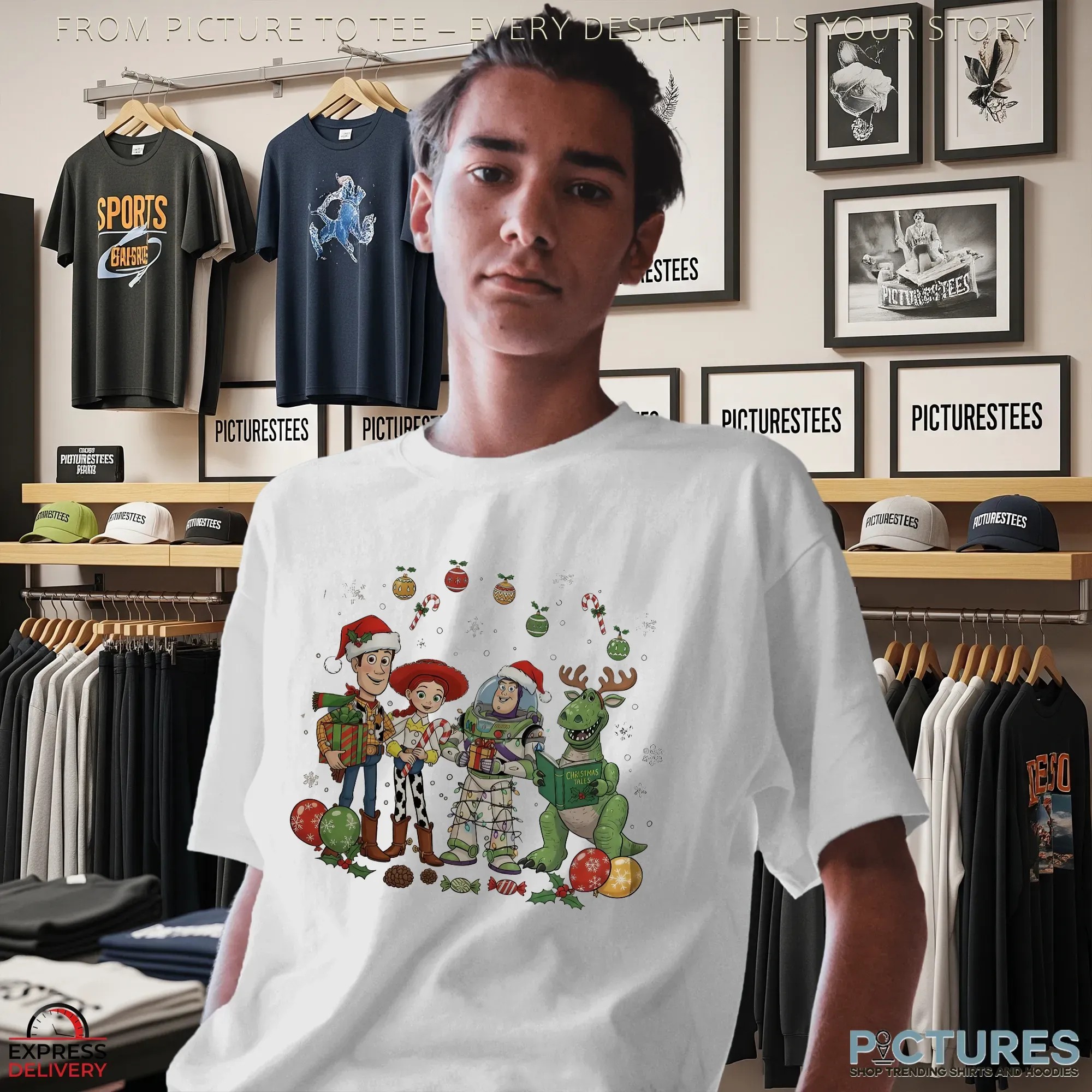 Toy Story Woody, Jessie, Buzz Lightyear And Rex Retro Christmas T Shirt
