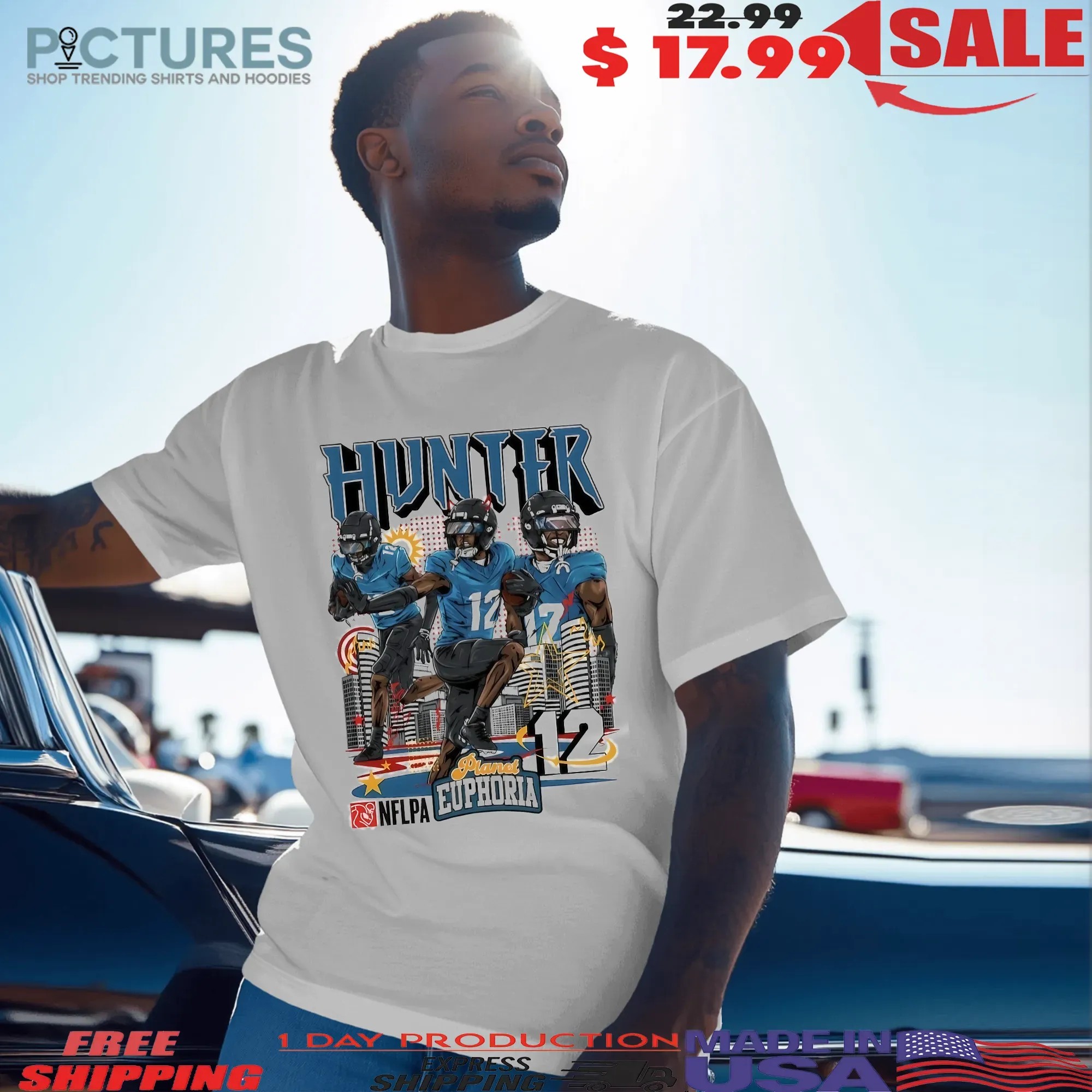 Travis Hunter 12 Jacksonville Jaguars NFLPA Planet Euphoria Player Graphic Poster T Shirt