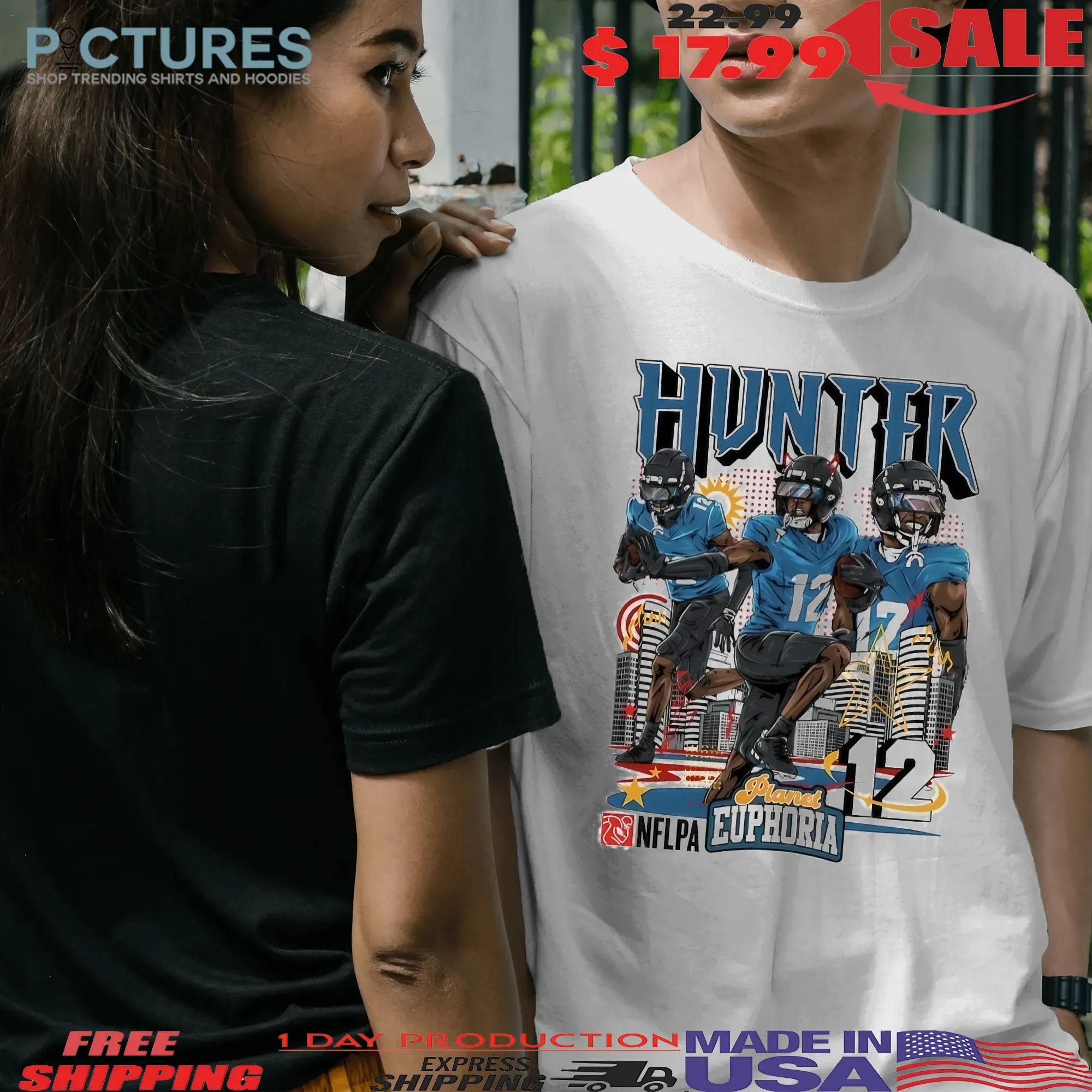 Travis Hunter 12 Jacksonville Jaguars NFLPA Planet Euphoria Player Graphic Poster T Shirt