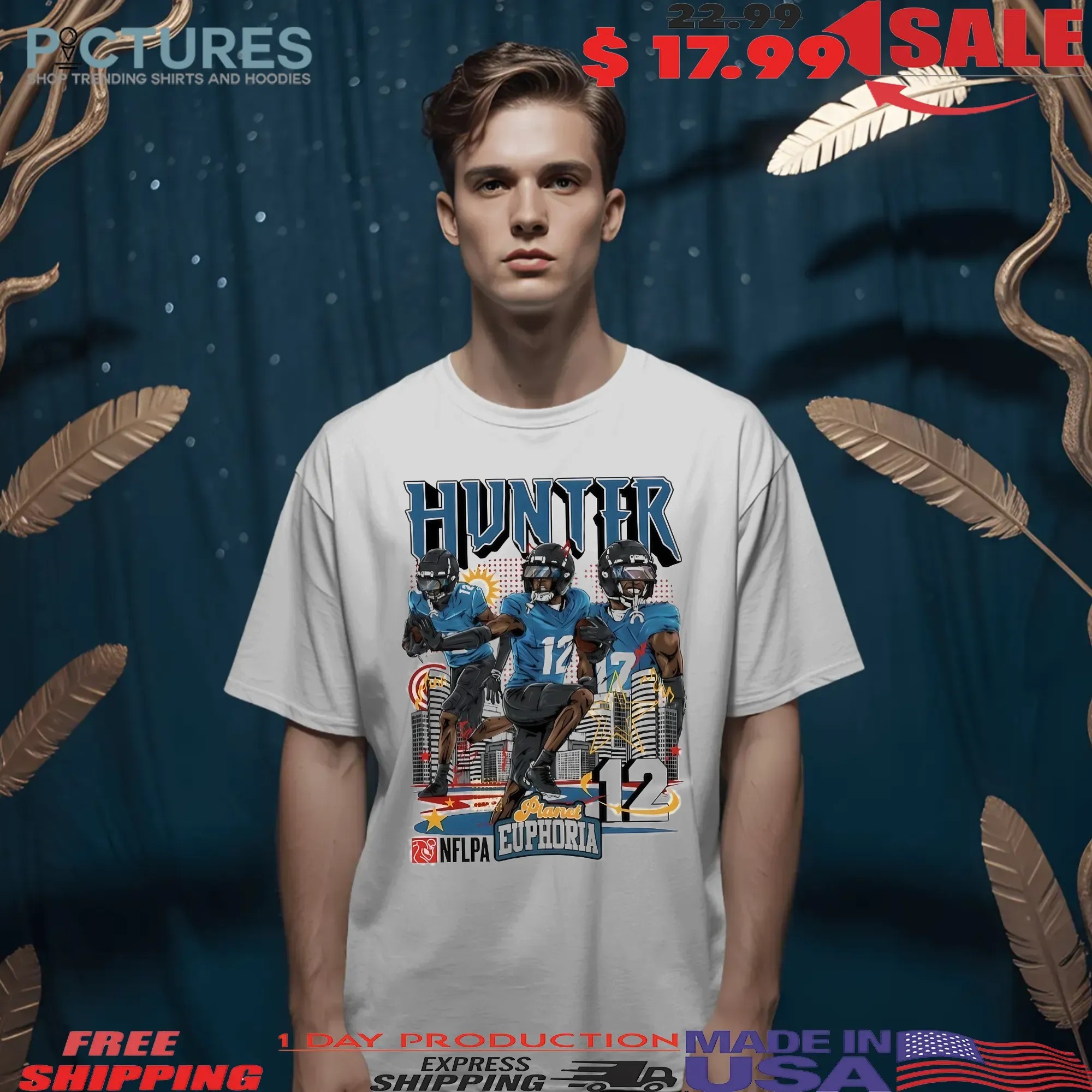 Travis Hunter 12 Jacksonville Jaguars NFLPA Planet Euphoria Player Graphic Poster T Shirt
