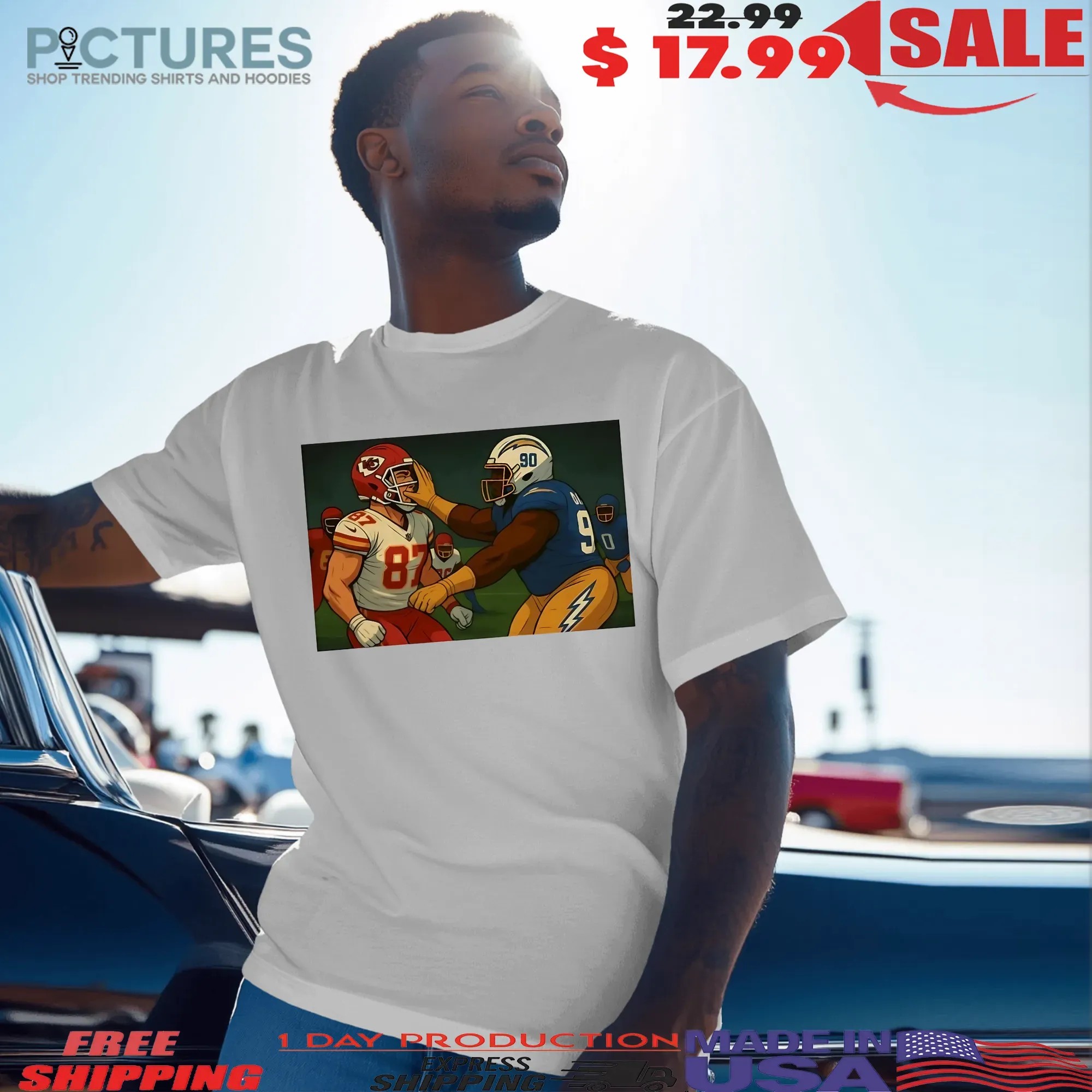 Travis Kelce Smacked By Chargers Cartoon T Shirt