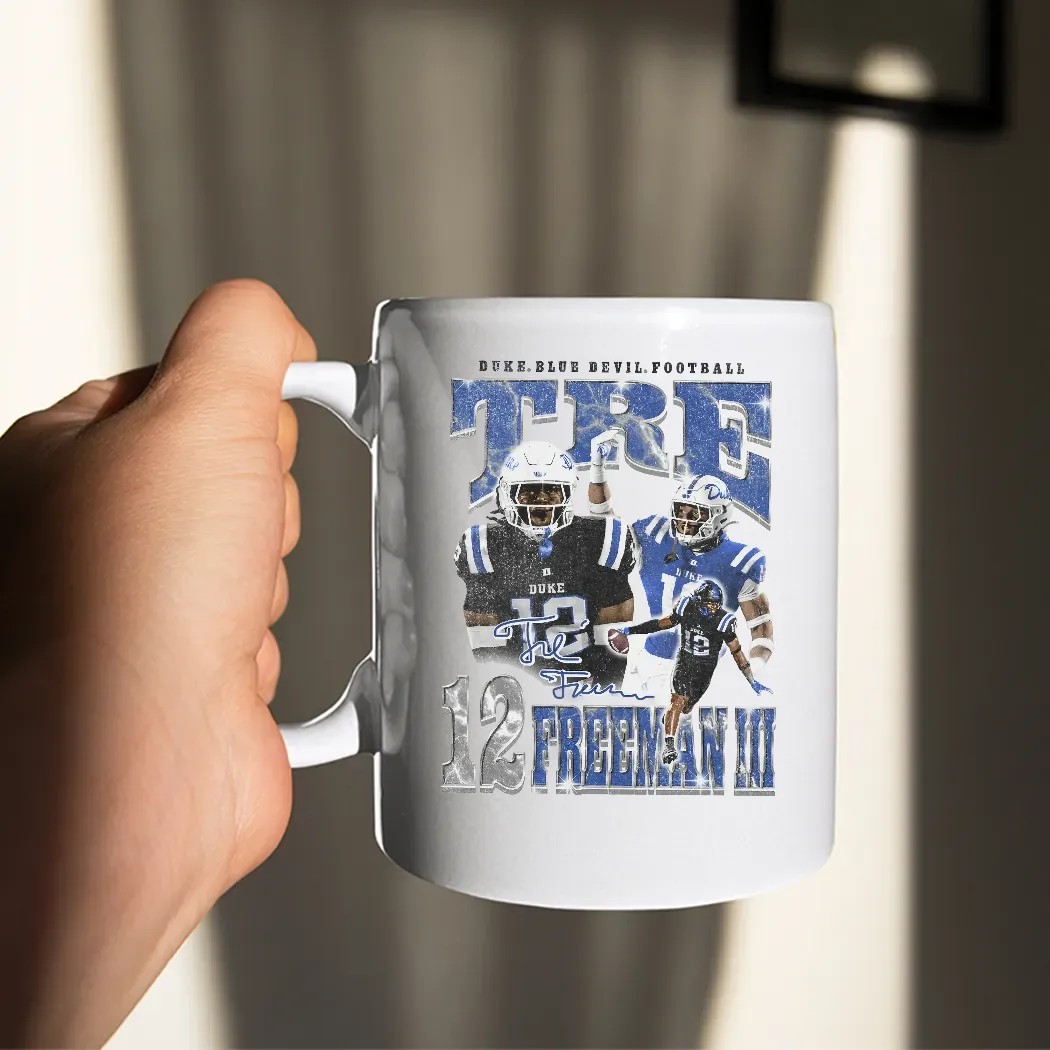 Tre Freeman Iii 12 Duke Blue Devils Football Player Vintage Bootleg Signature T Shirt