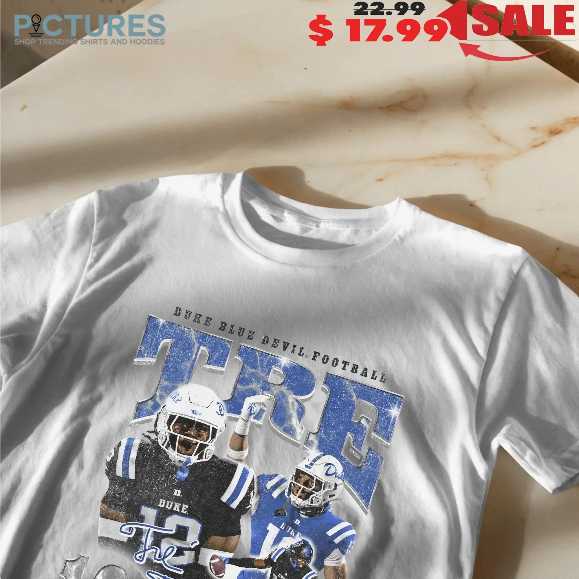 Tre Freeman Iii 12 Duke Blue Devils Football Player Vintage Bootleg Signature T Shirt