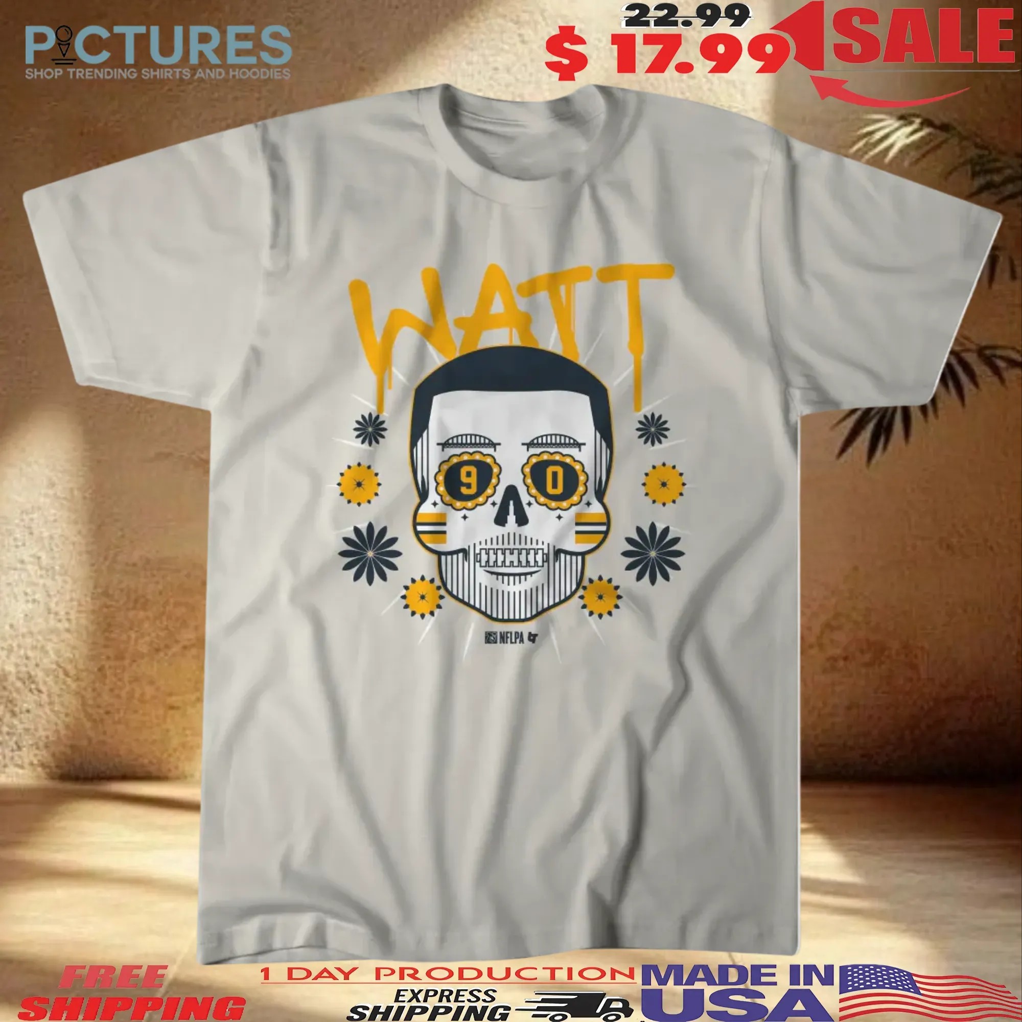 Trent Jordan Watt Pittsburgh Steelers Football Sugar Skull Remix Halloween T Shirt