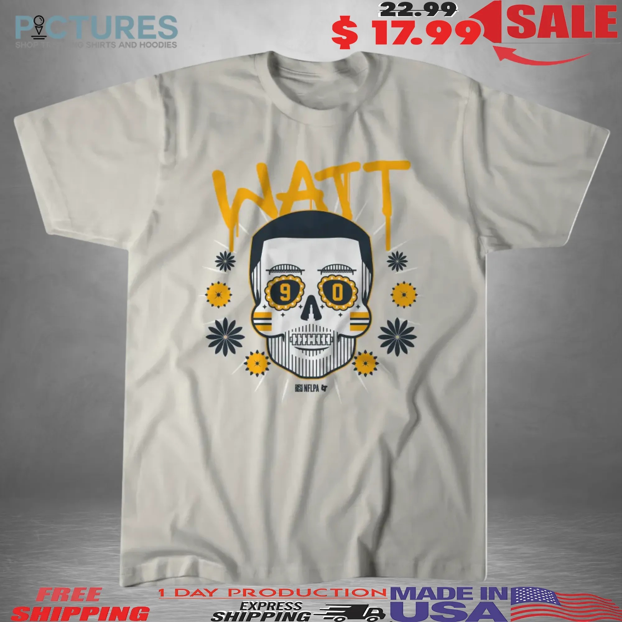 Trent Jordan Watt Pittsburgh Steelers Football Sugar Skull Remix Halloween T Shirt