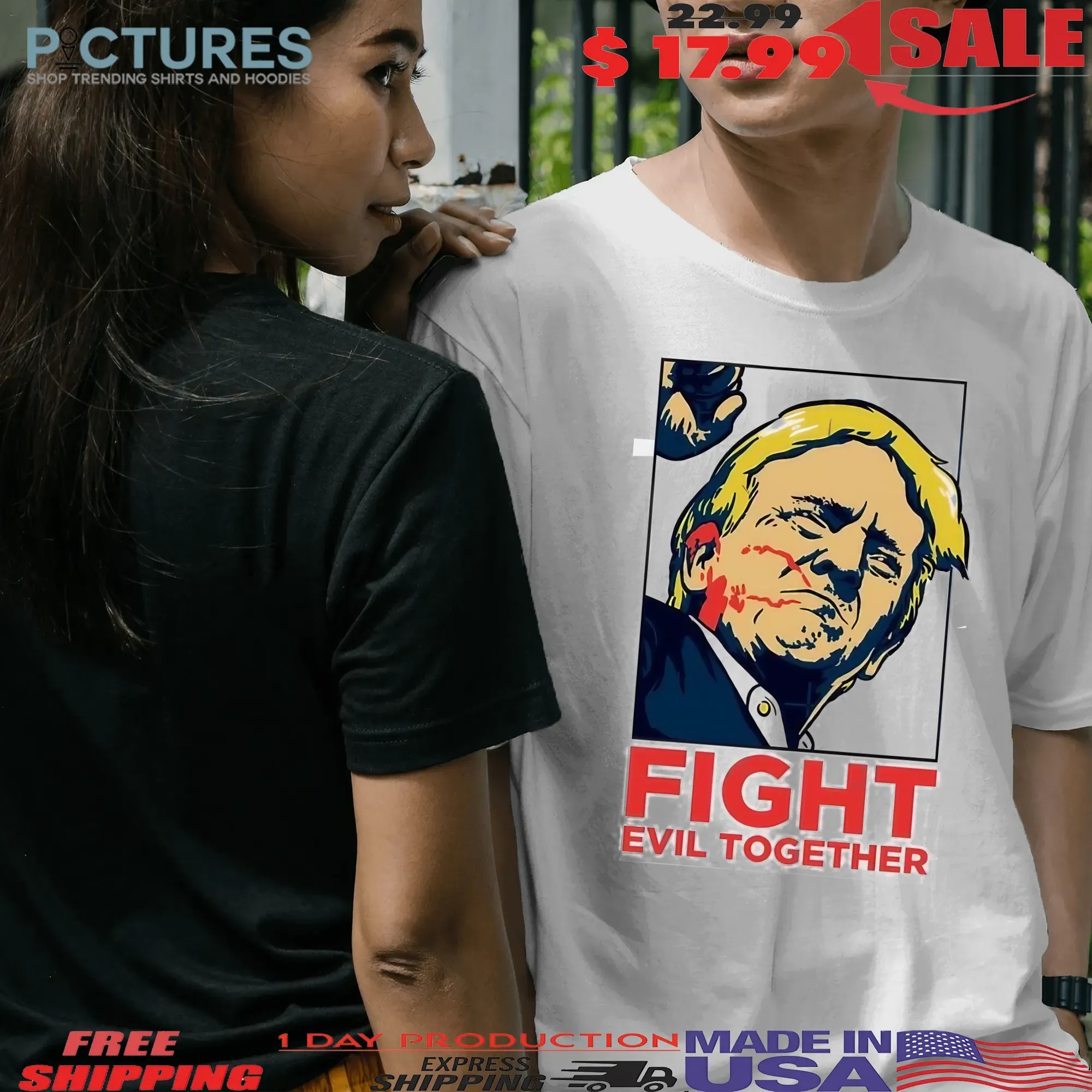 Trump Shot Fight Evil Together Pennsylvania Rally Shooting T Shirt Trump Shot Fight Evil Together Pennsylvania Rally Shooting T Shirt