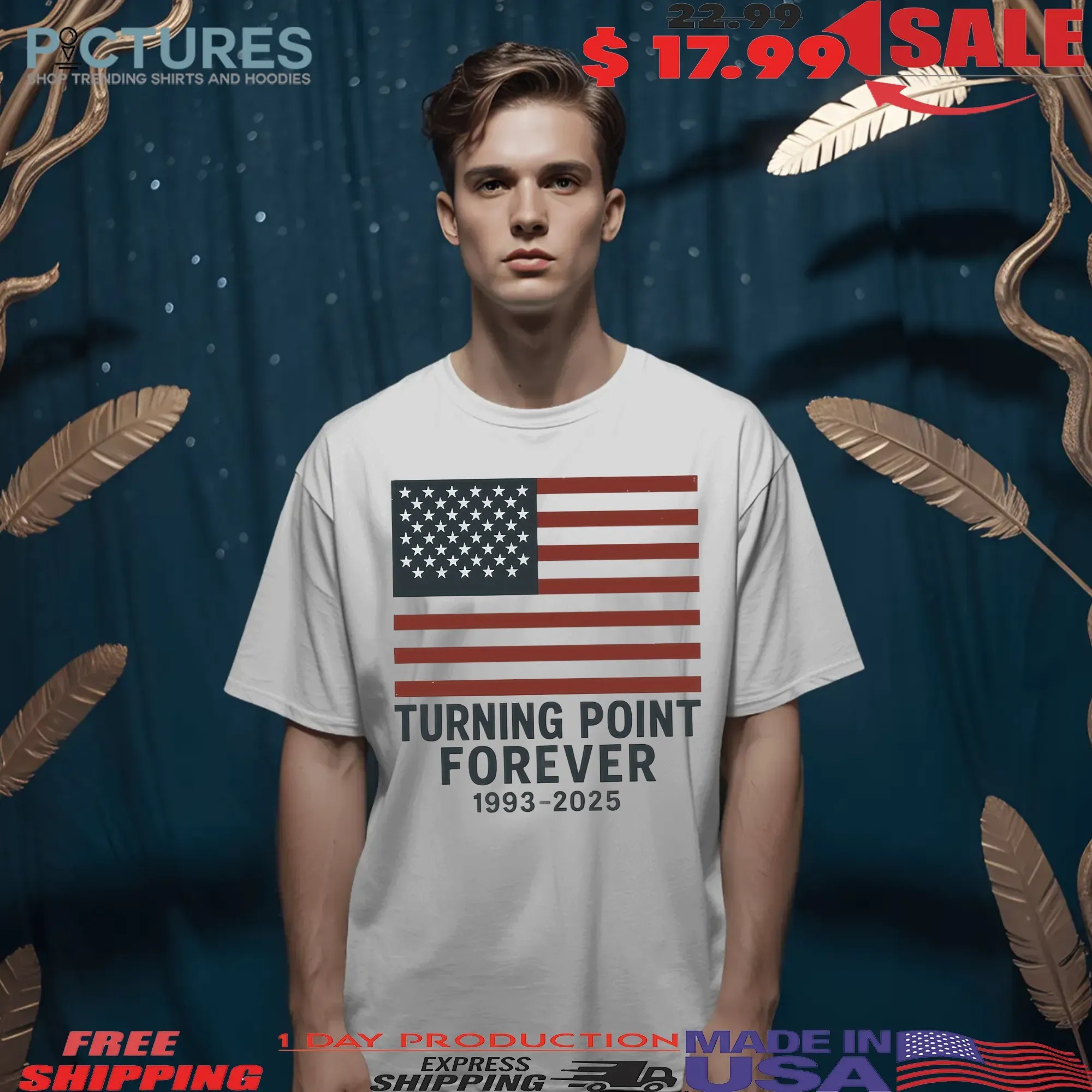 Turning Point Forever 1993 2025 Charlie Kirk American flag t shirt
